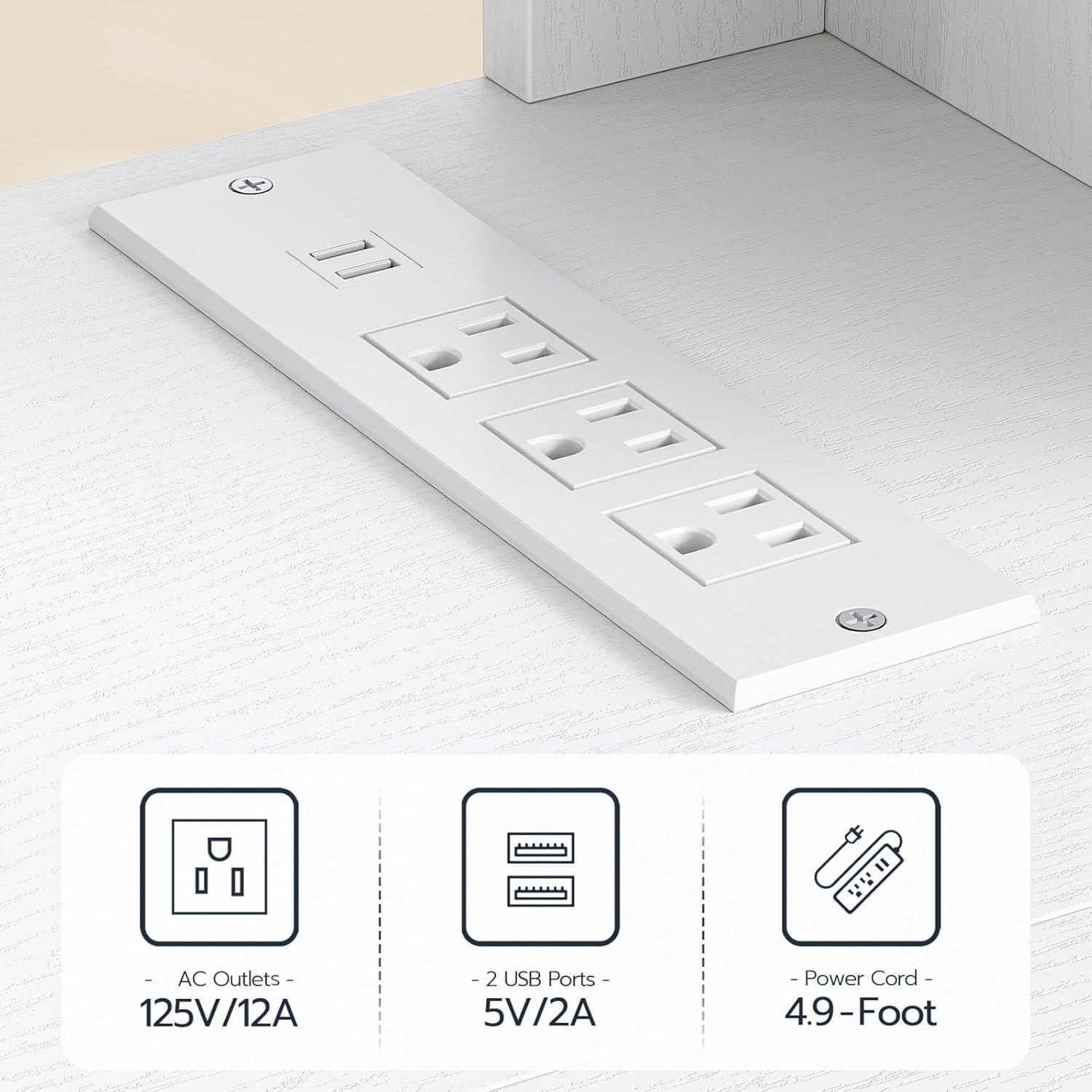 Soporte de TV Flotante HOOBRO Blanco con Luz LED y 3 Tomas