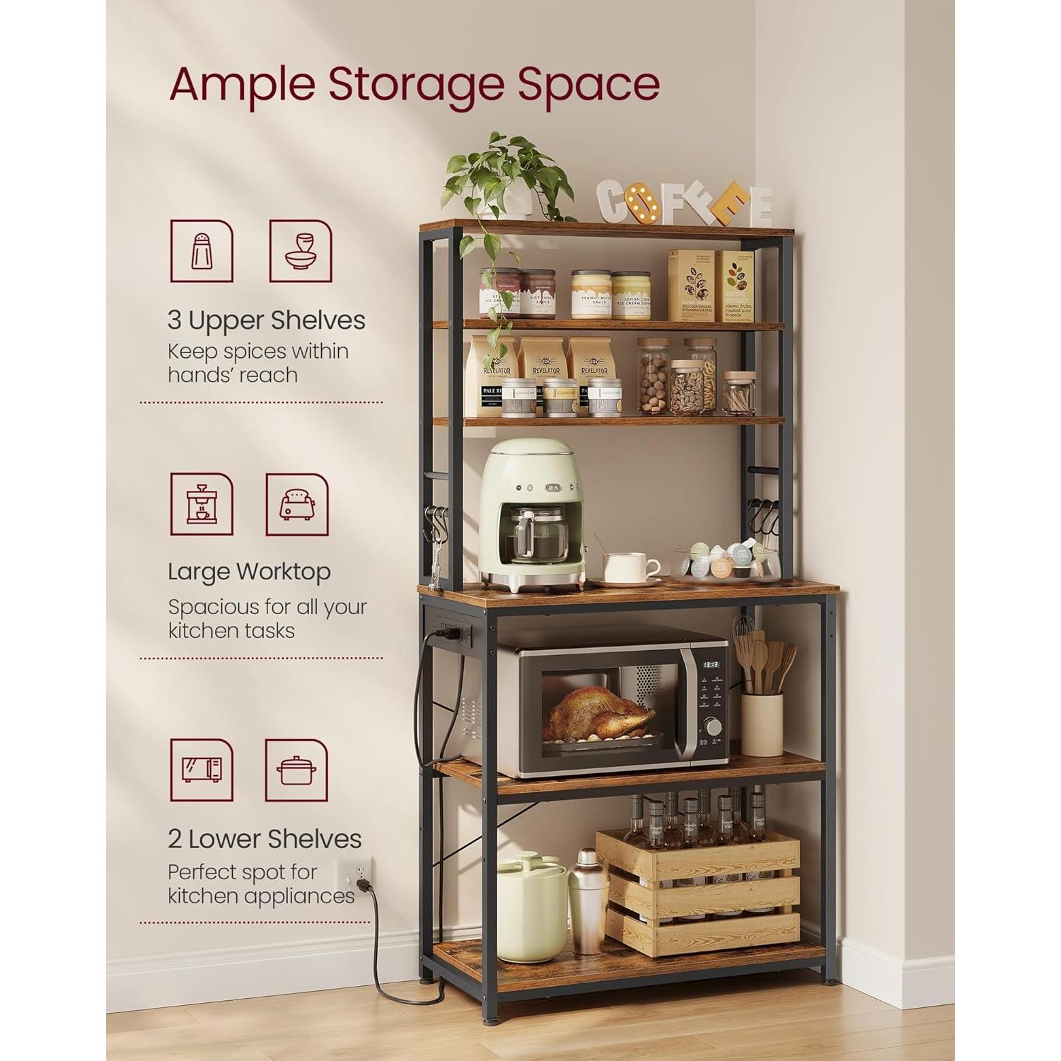 Estante para Panaderos VASAGLE 6 Niveles con Toma de Corriente