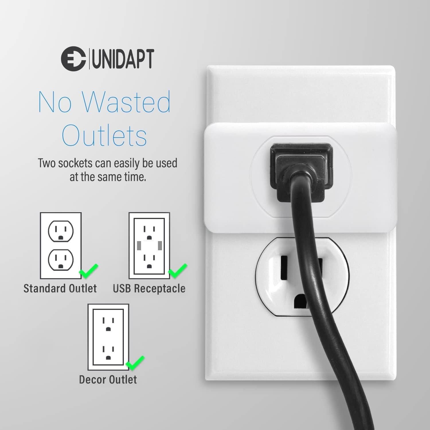 Adaptador de Pared Unidapt 3 Salidas con Tierra - Extensor Compacto