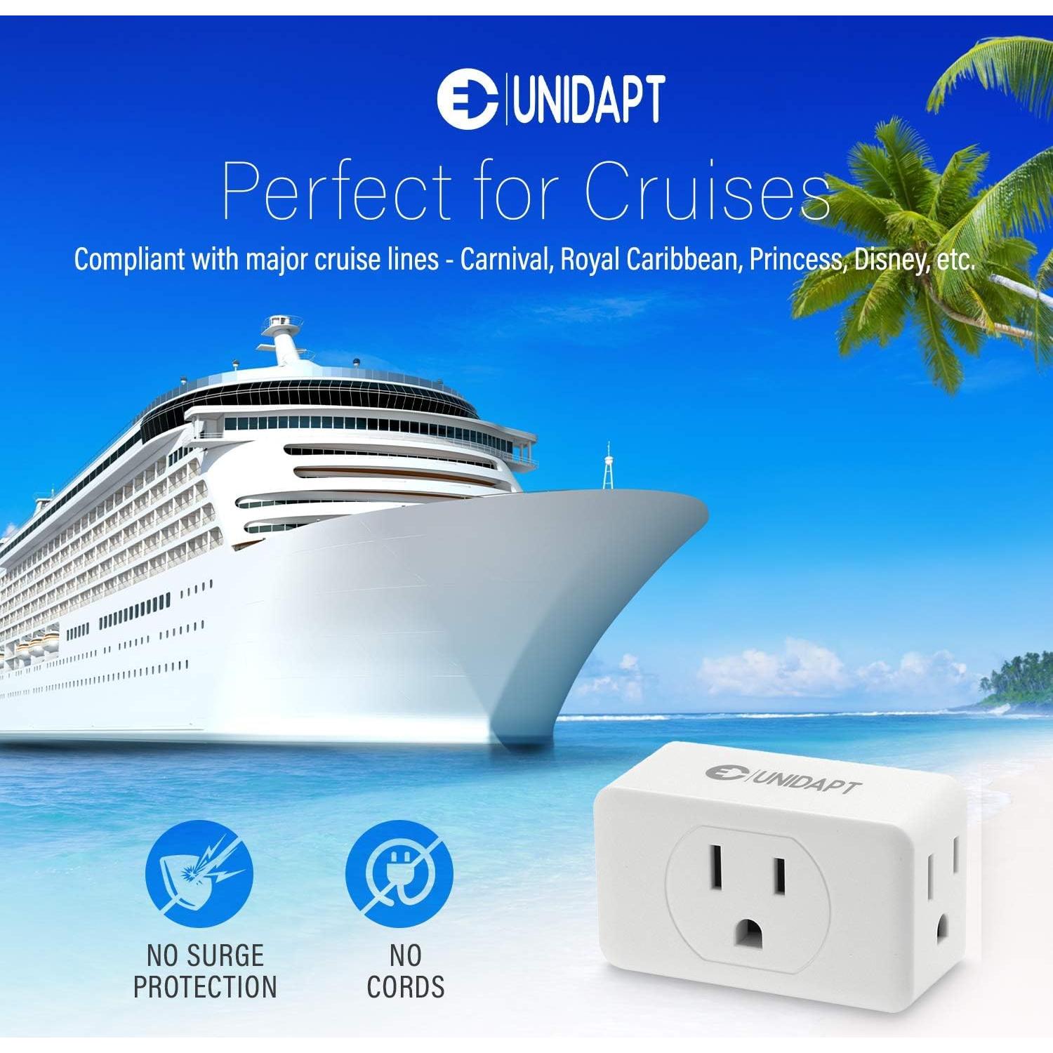 Adaptador de Pared Unidapt 3 Salidas con Tierra - Extensor Compacto