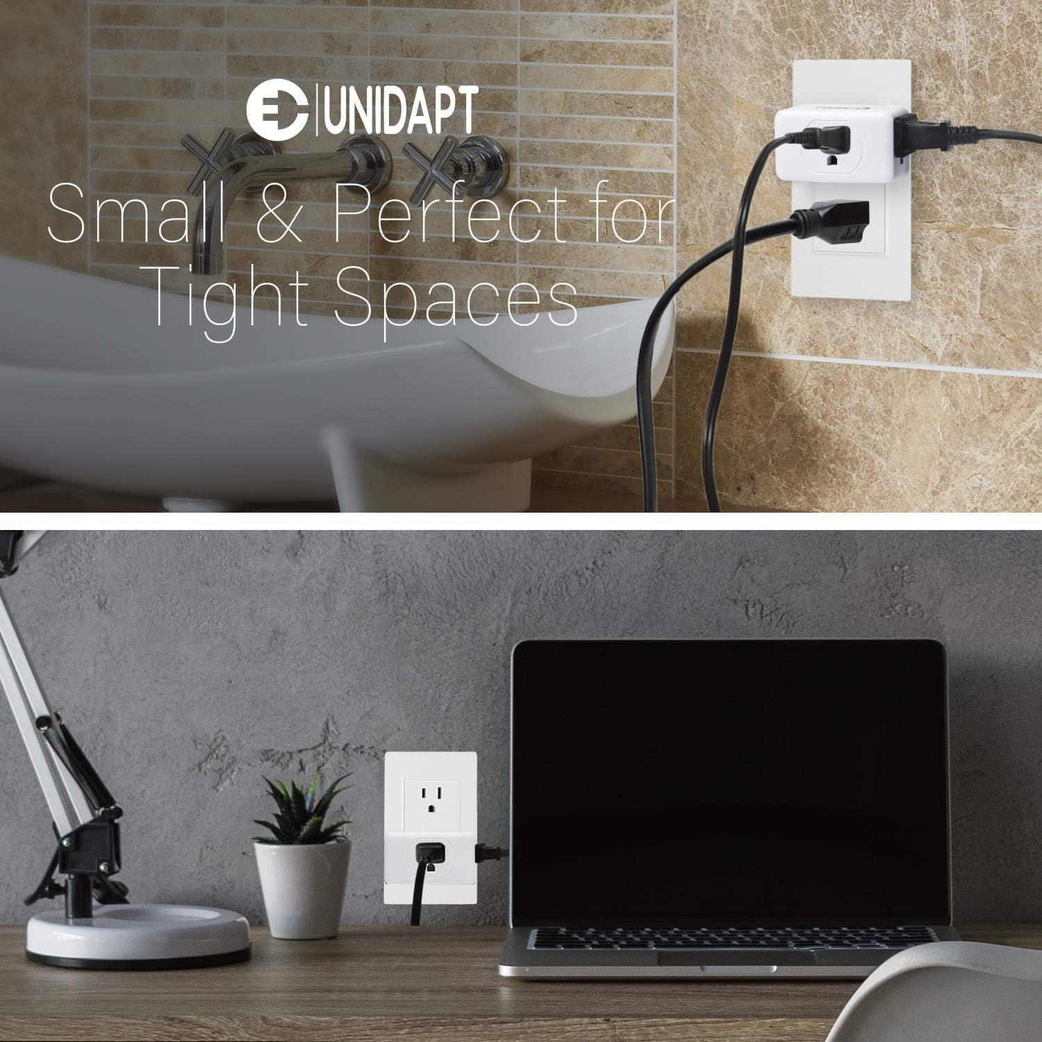 Adaptador de Pared Unidapt 3 Salidas con Tierra - Extensor Compacto