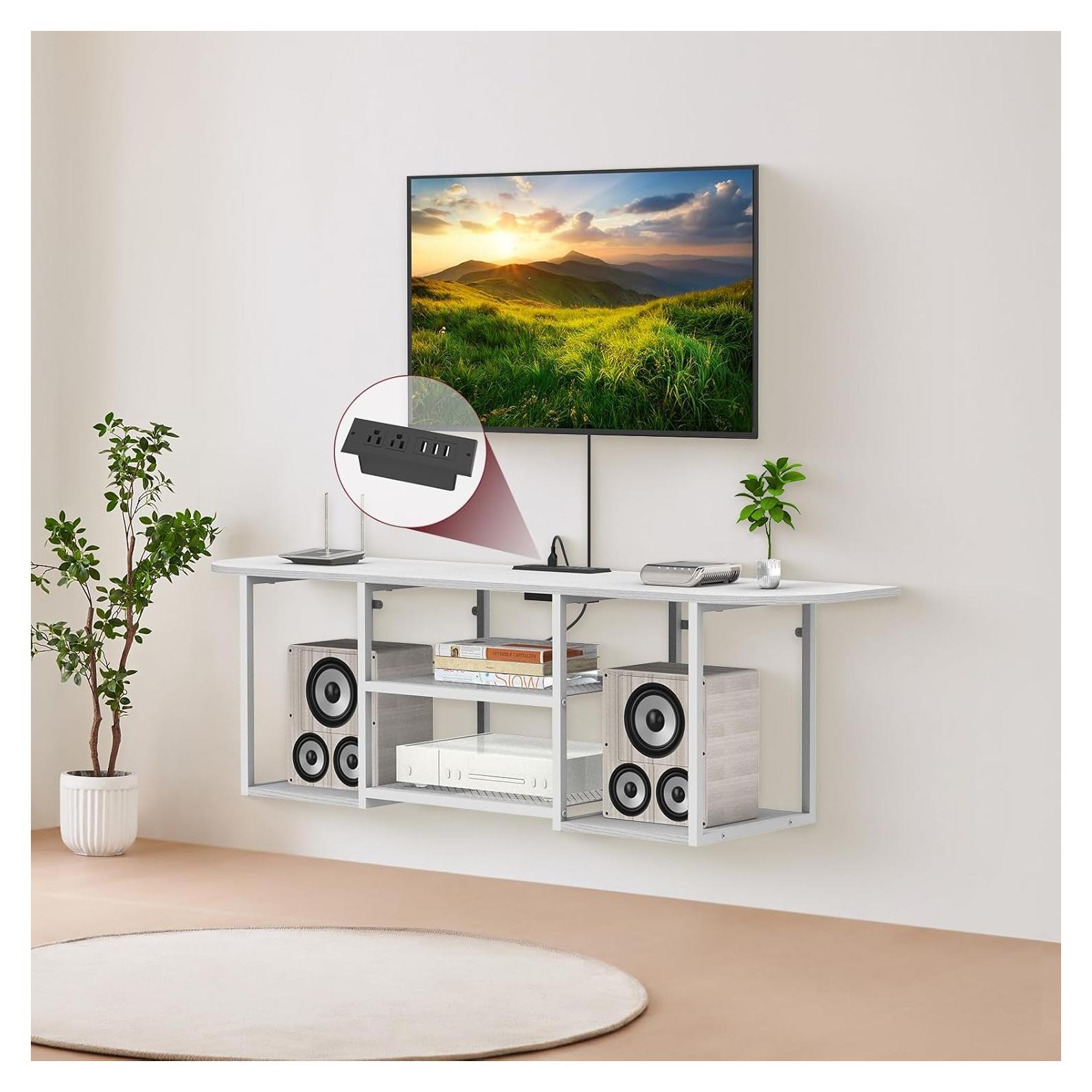 Soporte de TV flotante Fogein 120x30 cm con toma de corriente