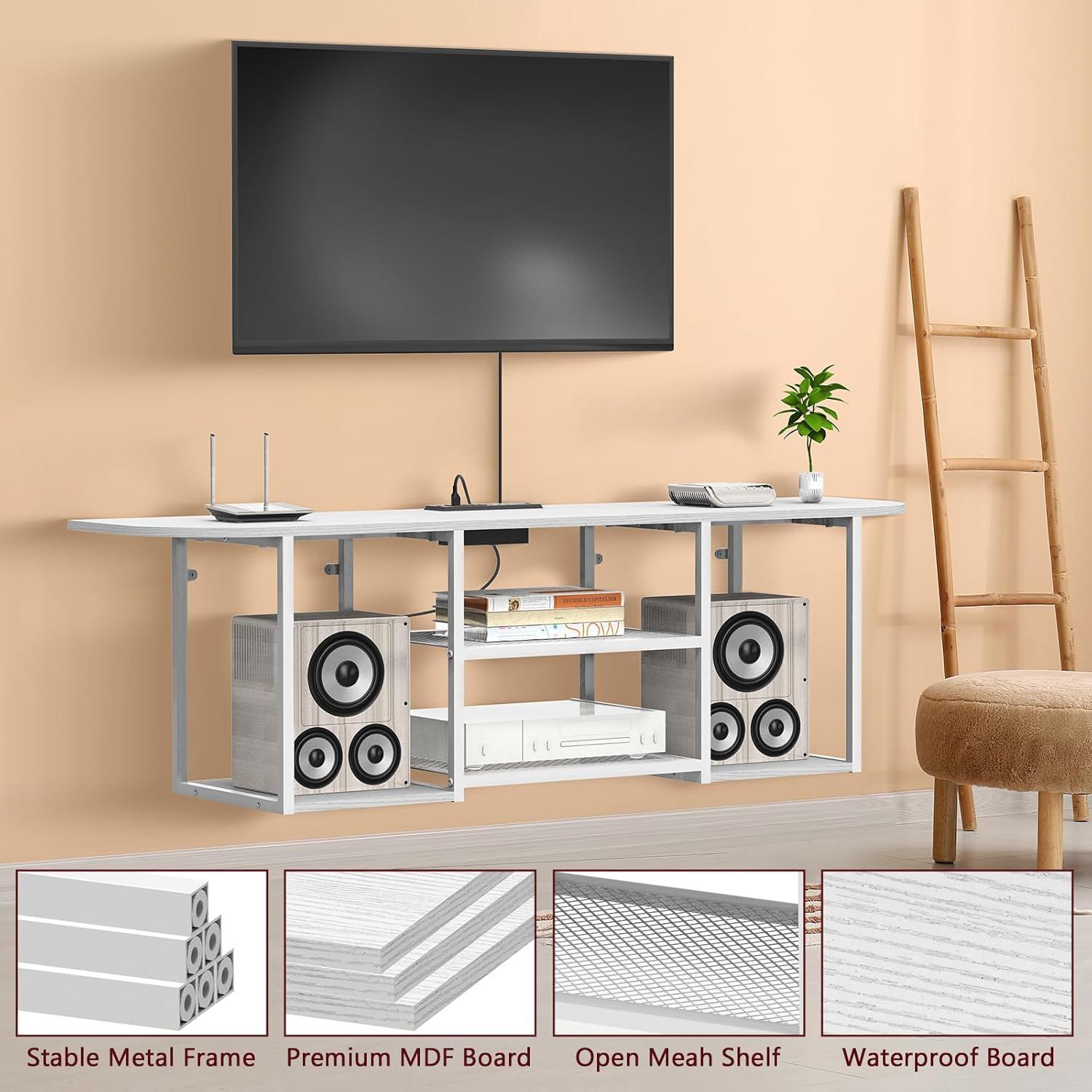 Soporte de TV flotante Fogein 120x30 cm con toma de corriente