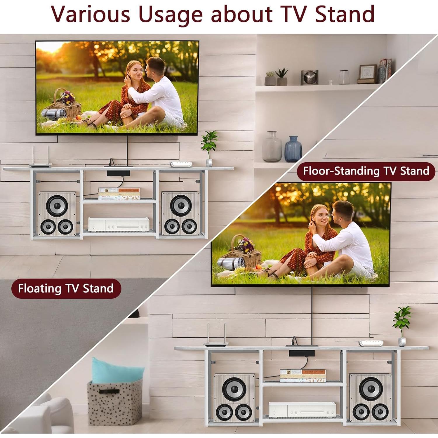 Soporte de TV flotante Fogein 120x30 cm con toma de corriente