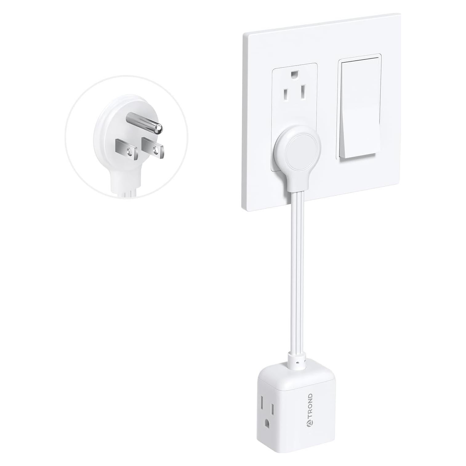 Extensor de Enchufe Plano TROND 3 Clavijas 6 Pulgadas Blanco