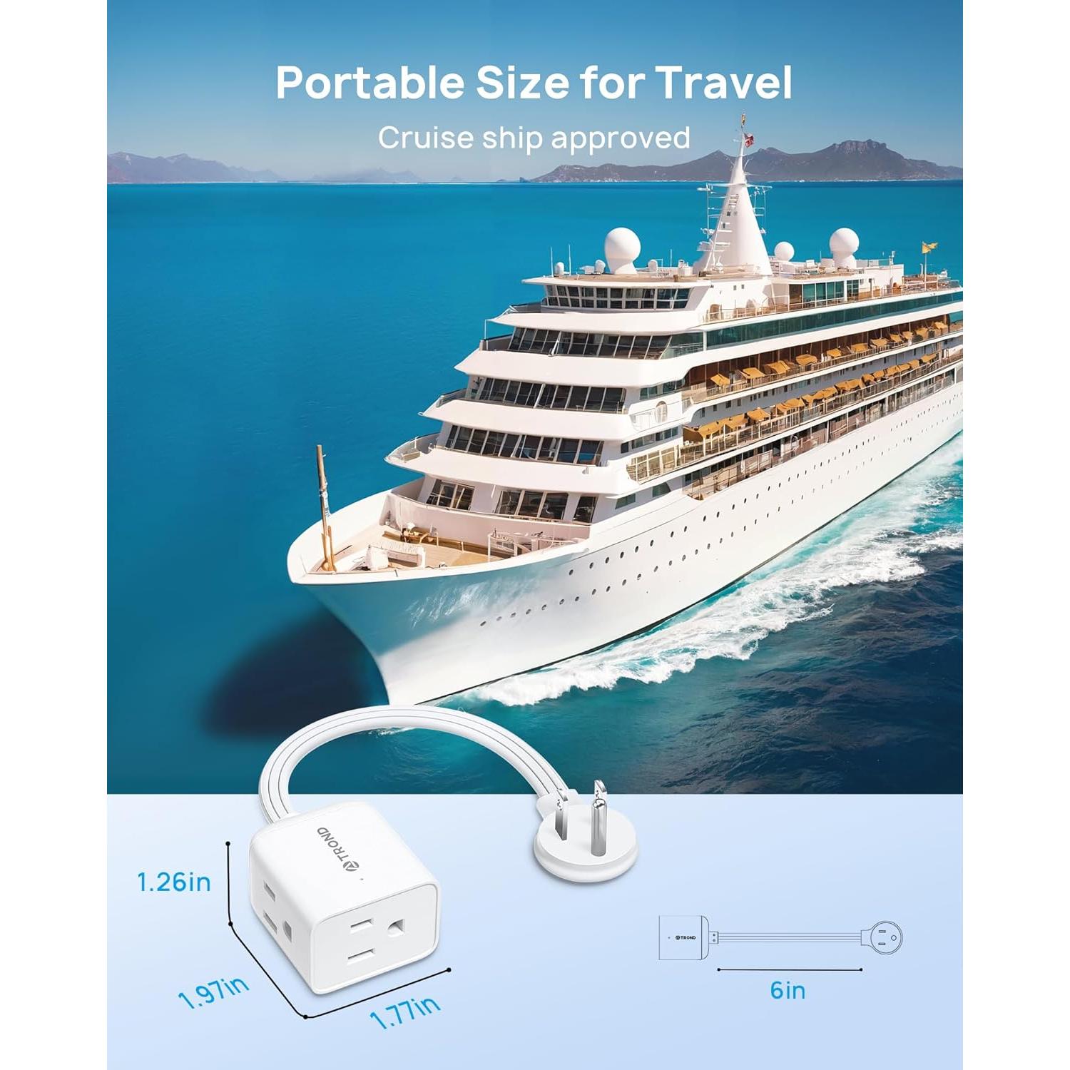 Extensor de Enchufe Plano TROND 3 Clavijas 6 Pulgadas Blanco