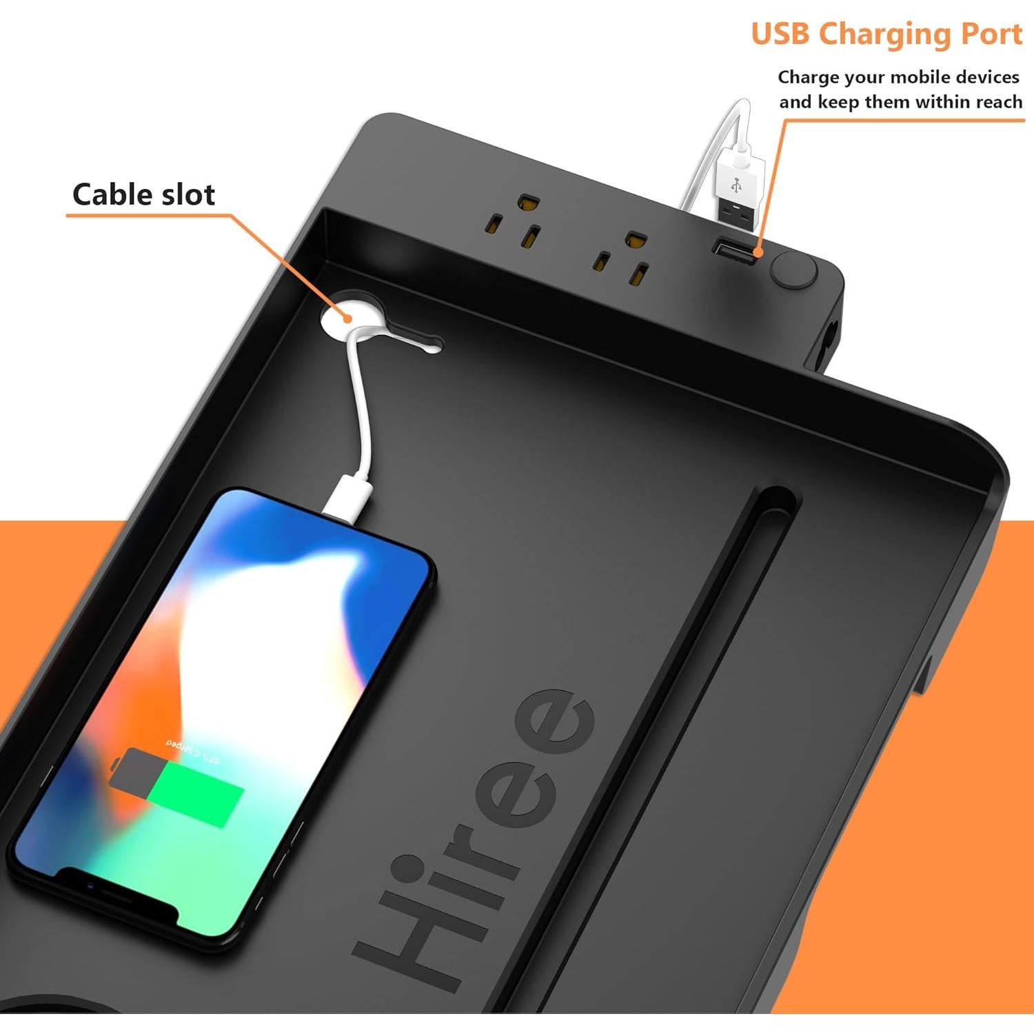 Estante Lateral para Cama Litera Hiree con Carga USB y Enchufes