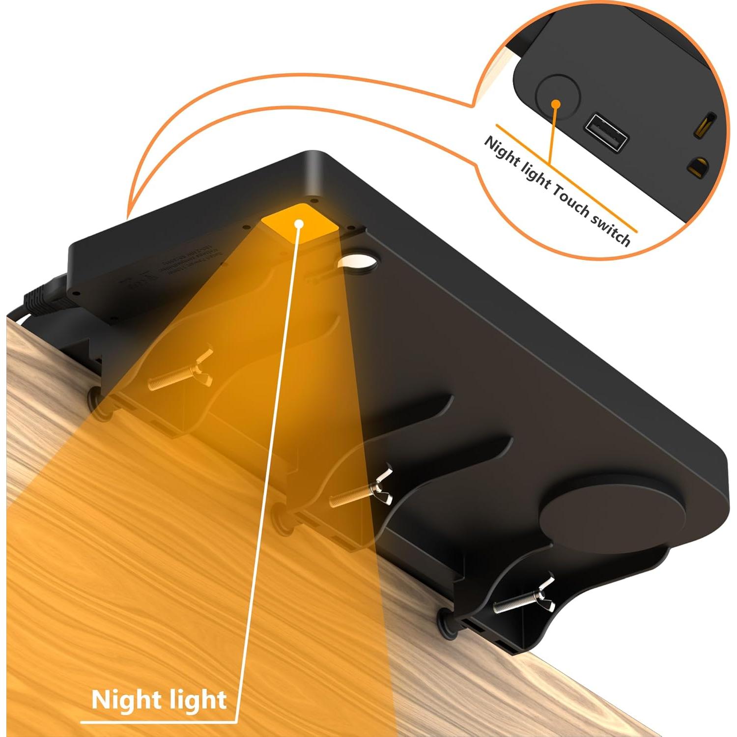 Estante Lateral para Cama Litera Hiree con Carga USB y Enchufes