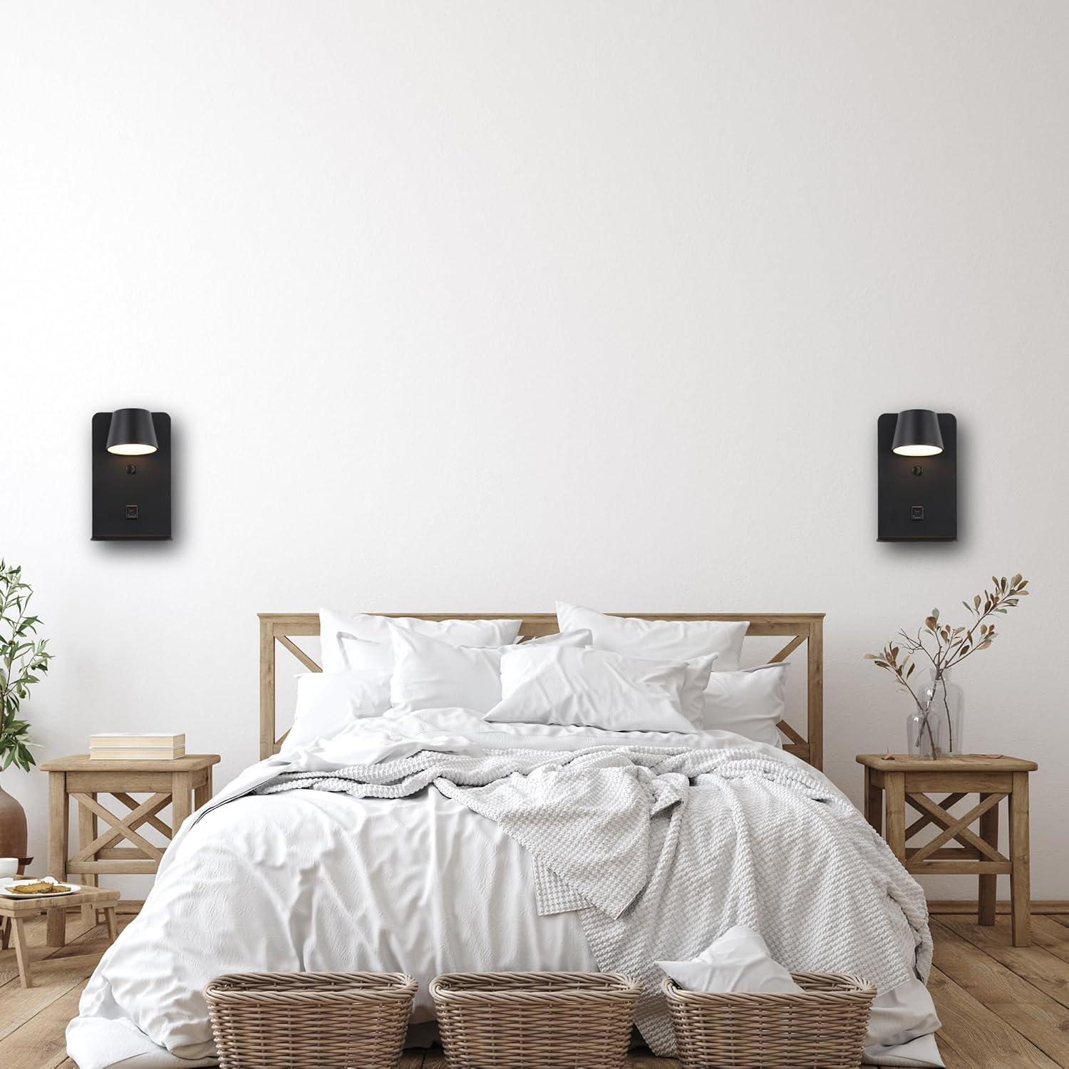 Aplique de pared LED DECOLUX 6W regulable con USB negro