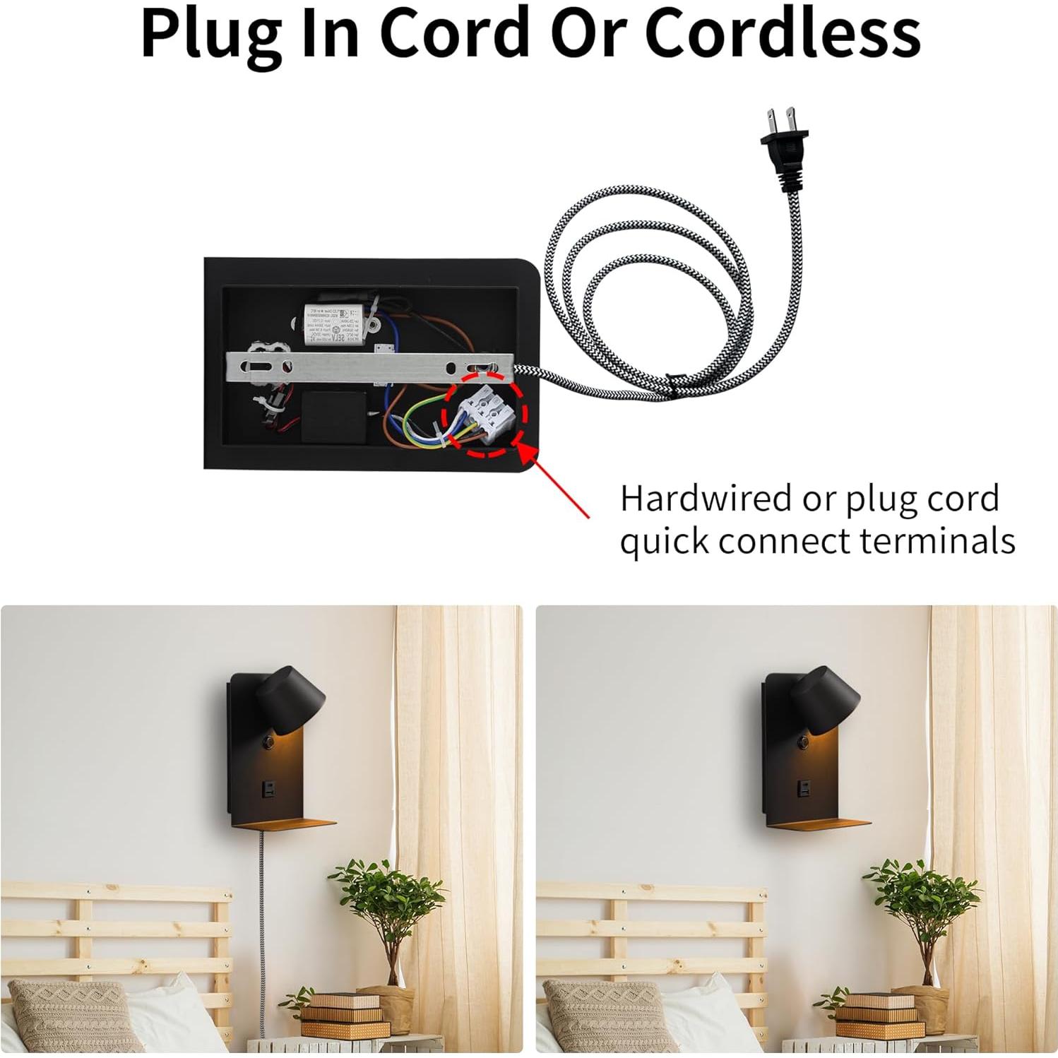 Aplique de pared LED DECOLUX 6W regulable con USB negro