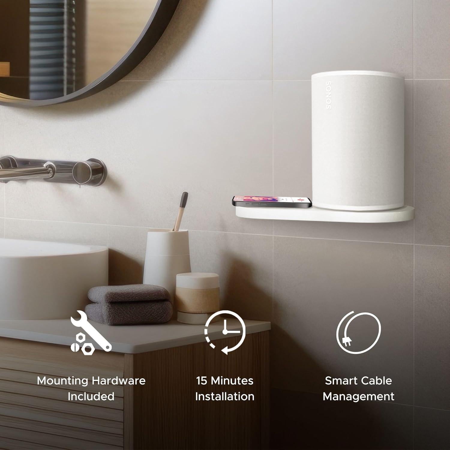 Soporte de Pared Soundbass para Altavoz Sonos ERA100 Blanco