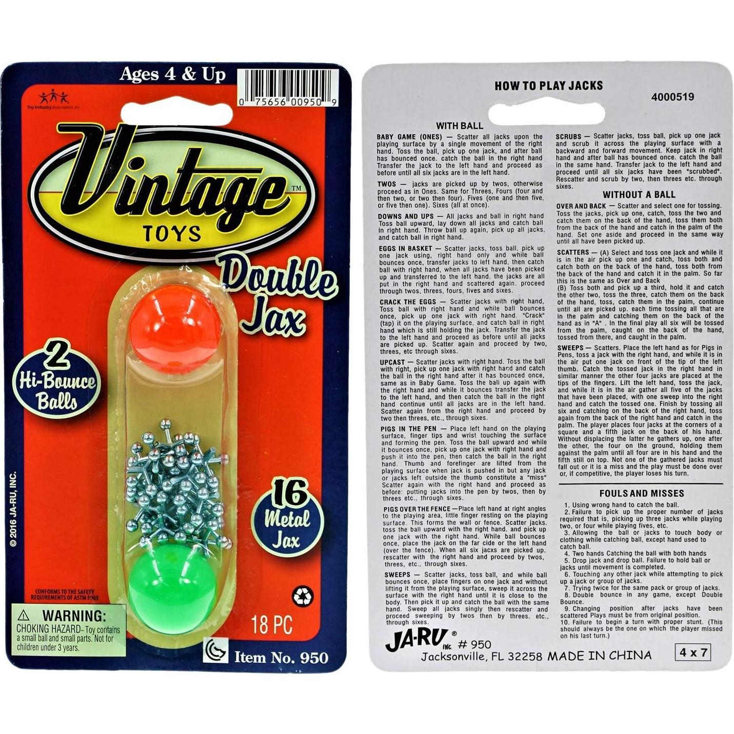 Juego de Jacks de Metal Vintage JA-RU con 16 Jacks y 2 Pelotas