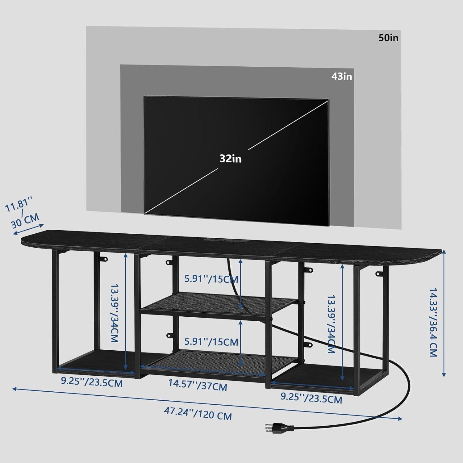 Estante de TV Flotante BTY Negro 120x30x36.3cm con USB