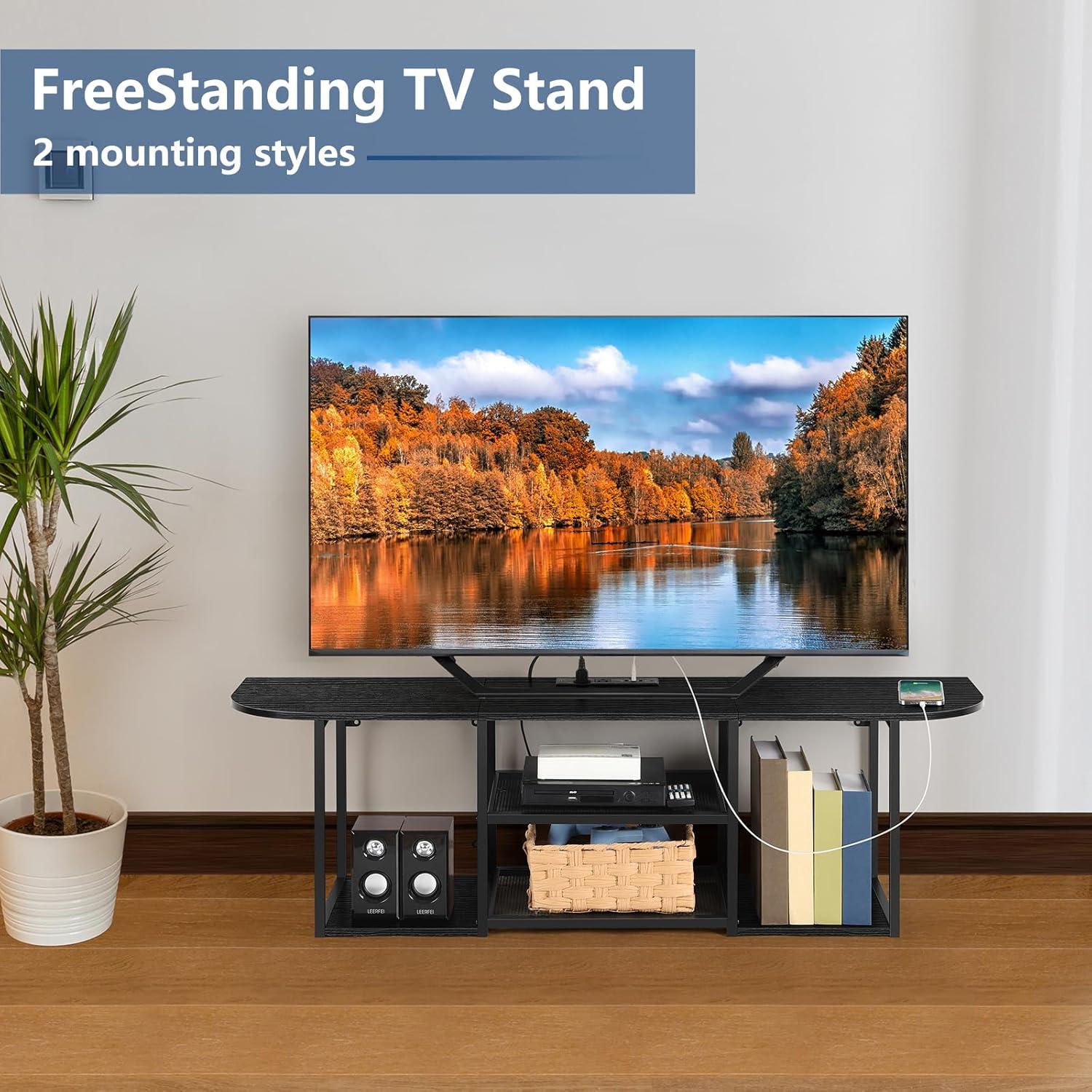 Estante de TV Flotante BTY Negro 120x30x36.3cm con USB