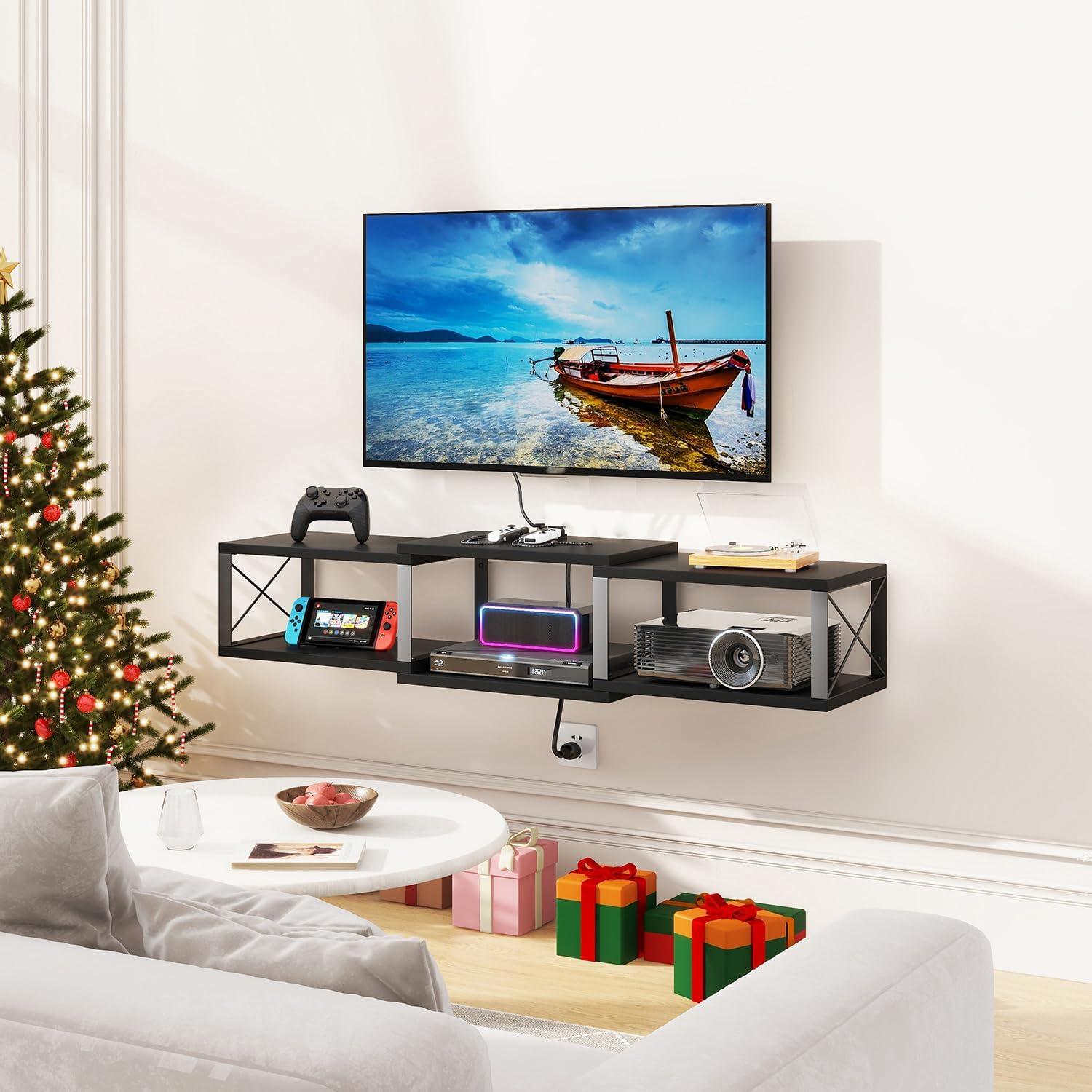 Soporte de TV Flotante IBUYKE con Toma de Corriente 111.8 cm