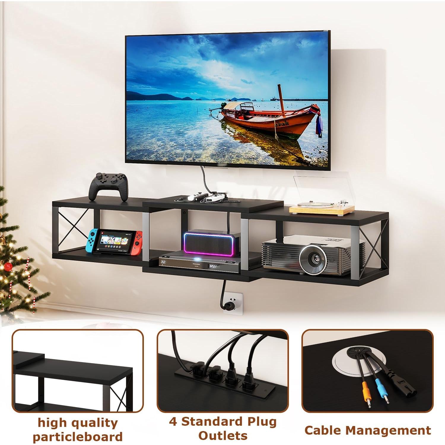 Soporte de TV Flotante IBUYKE con Toma de Corriente 111.8 cm