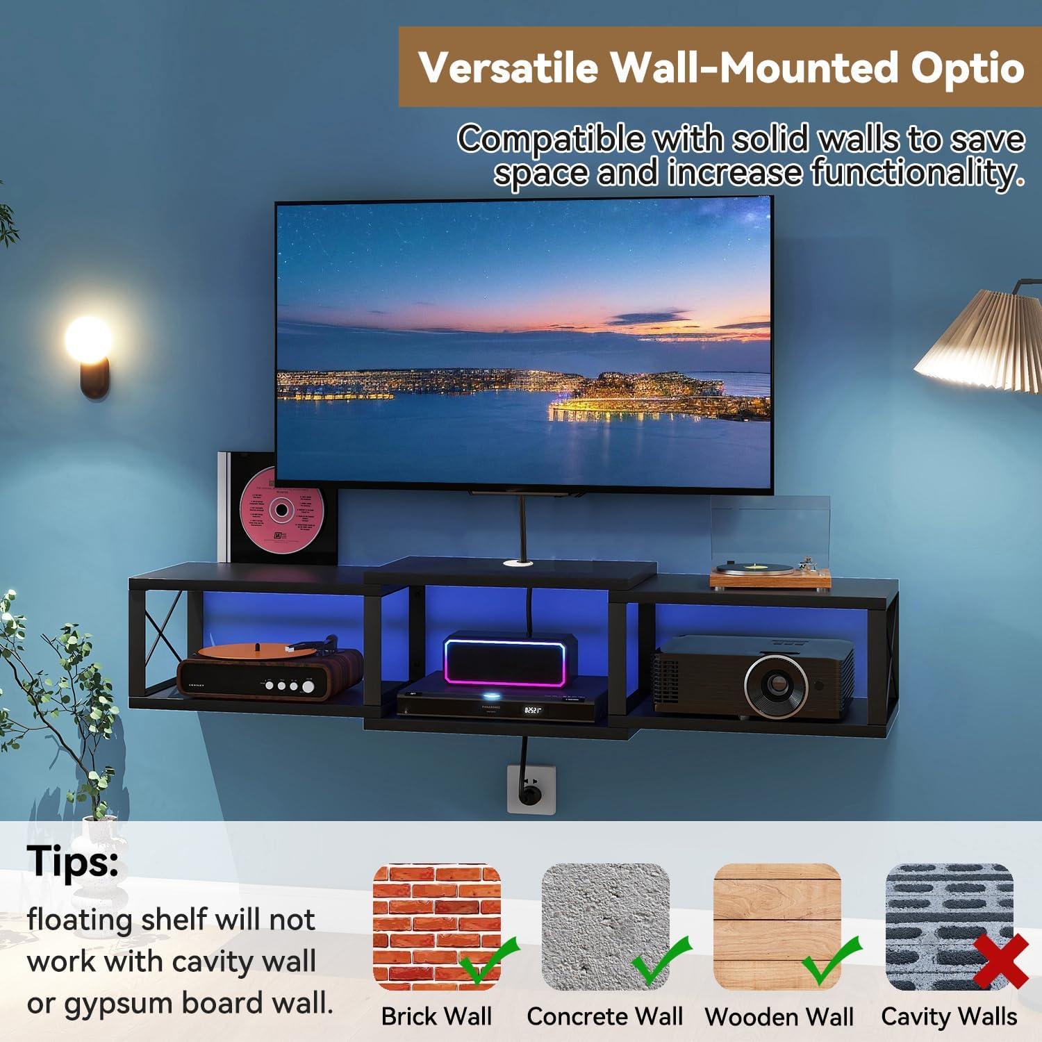 Soporte de TV Flotante IBUYKE con Toma de Corriente 111.8 cm