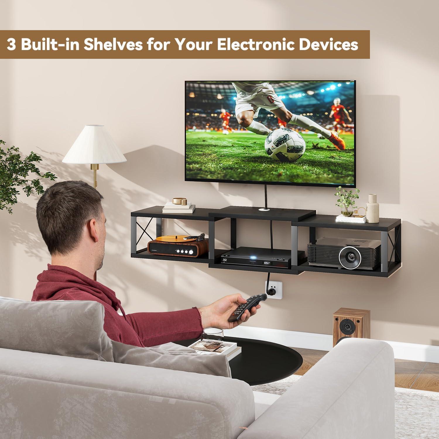 Soporte de TV Flotante IBUYKE con Toma de Corriente 111.8 cm