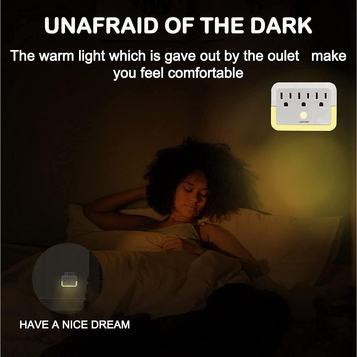 Adaptador de Enchufe con Luz Nocturna HGEU - 3 Salidas