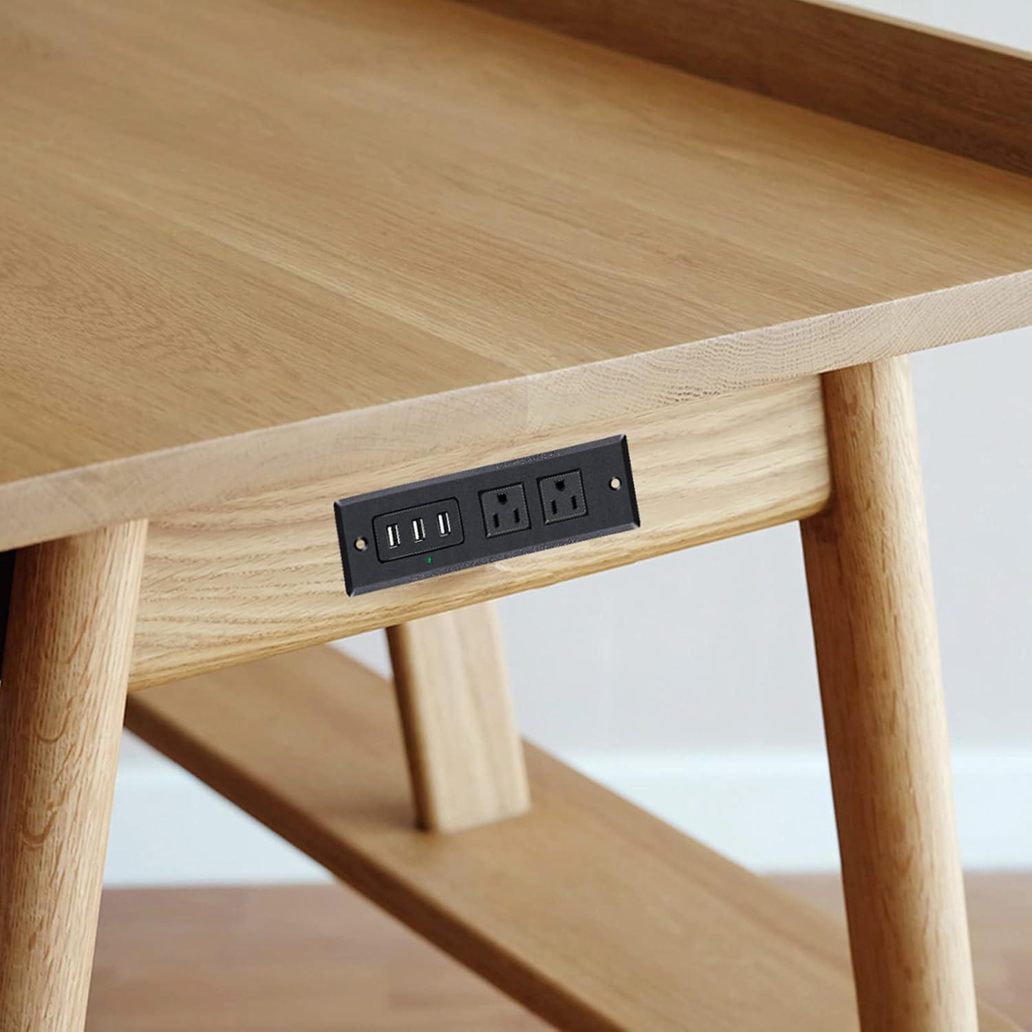 Toma de Corriente Empotrada CCCEi con USB 10 pies Negra