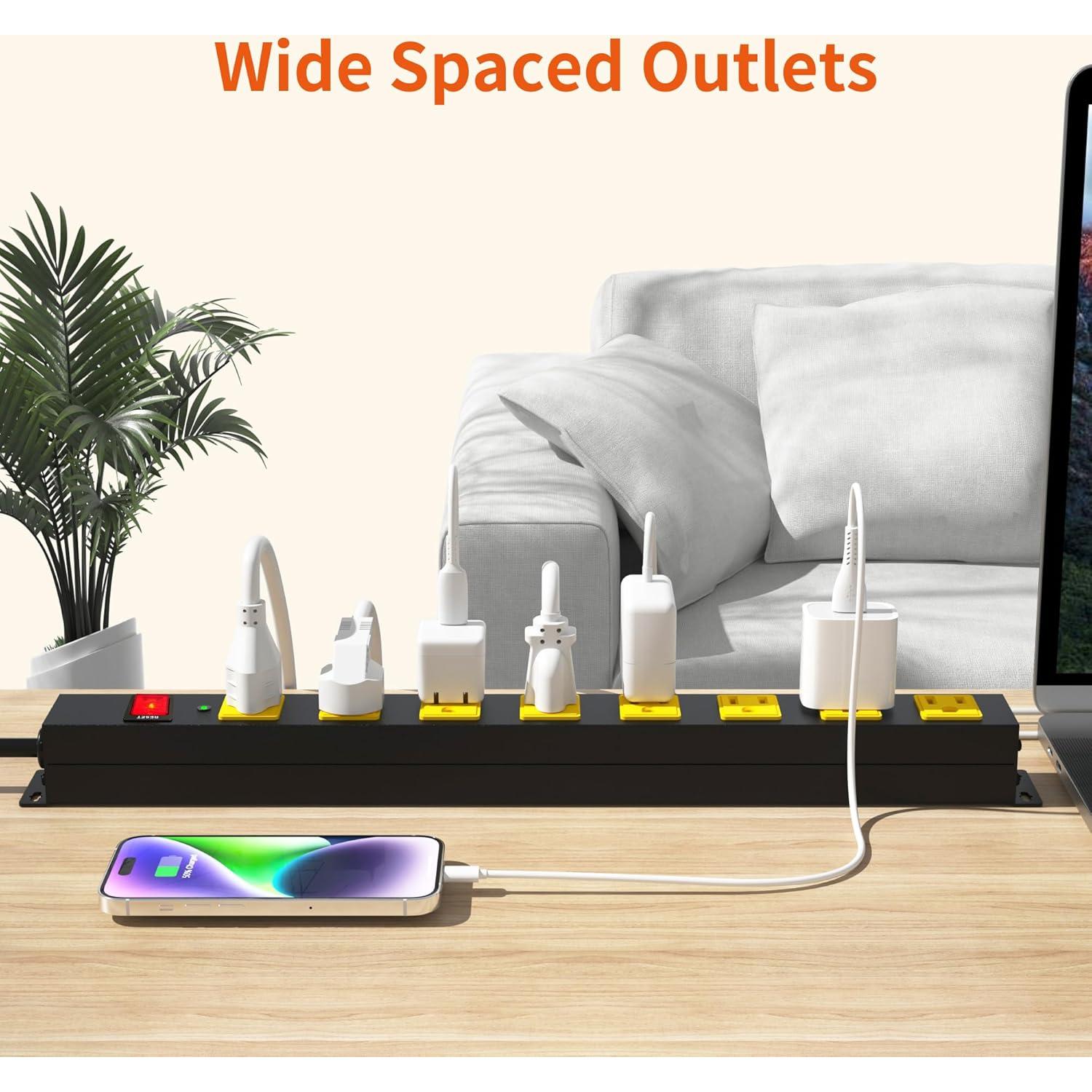 Regleta de 8 salidas Plug'n 2100J con protección contra sobretensiones