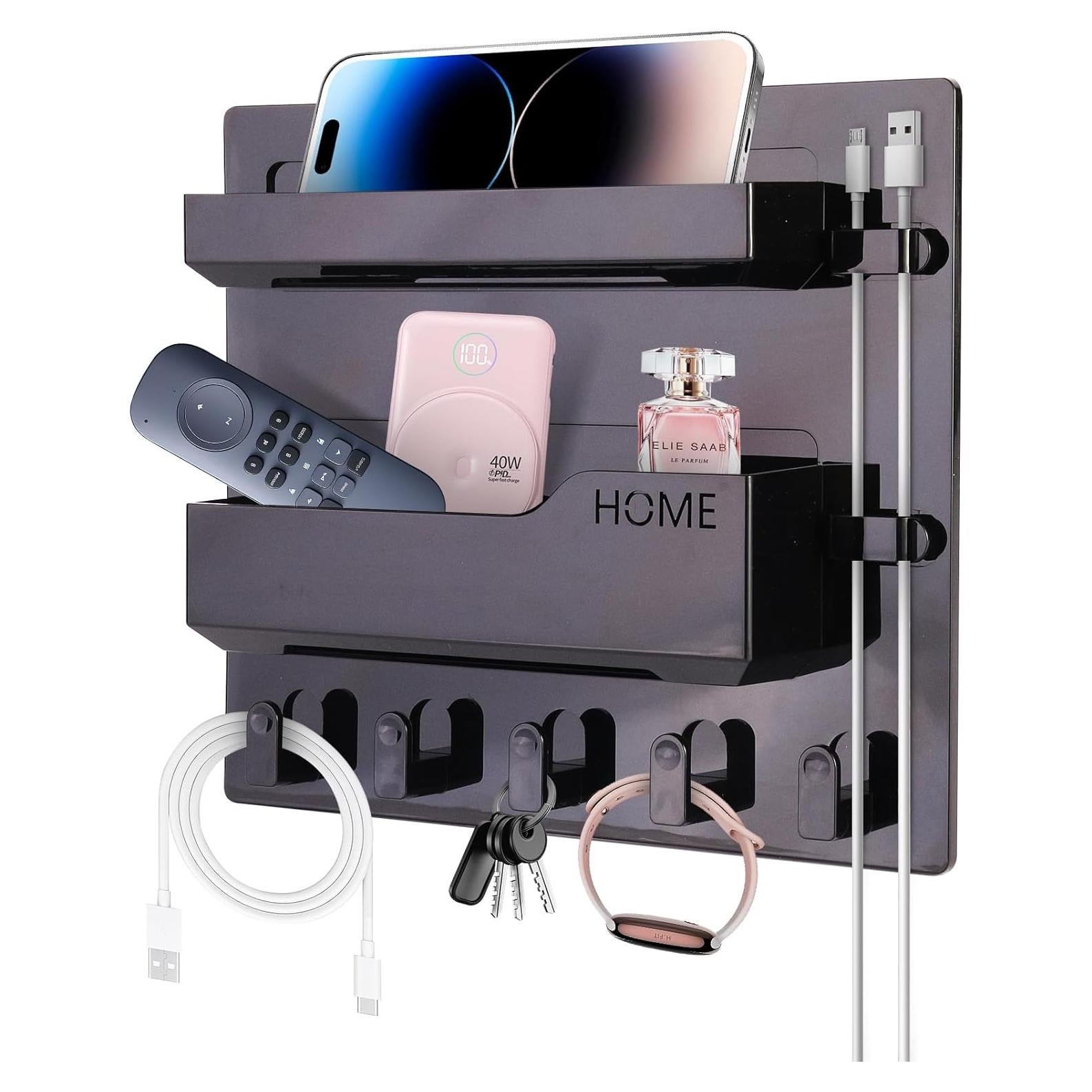 Estante de Pared Meaocer para Cama - Organizador Negro 2 Estantes