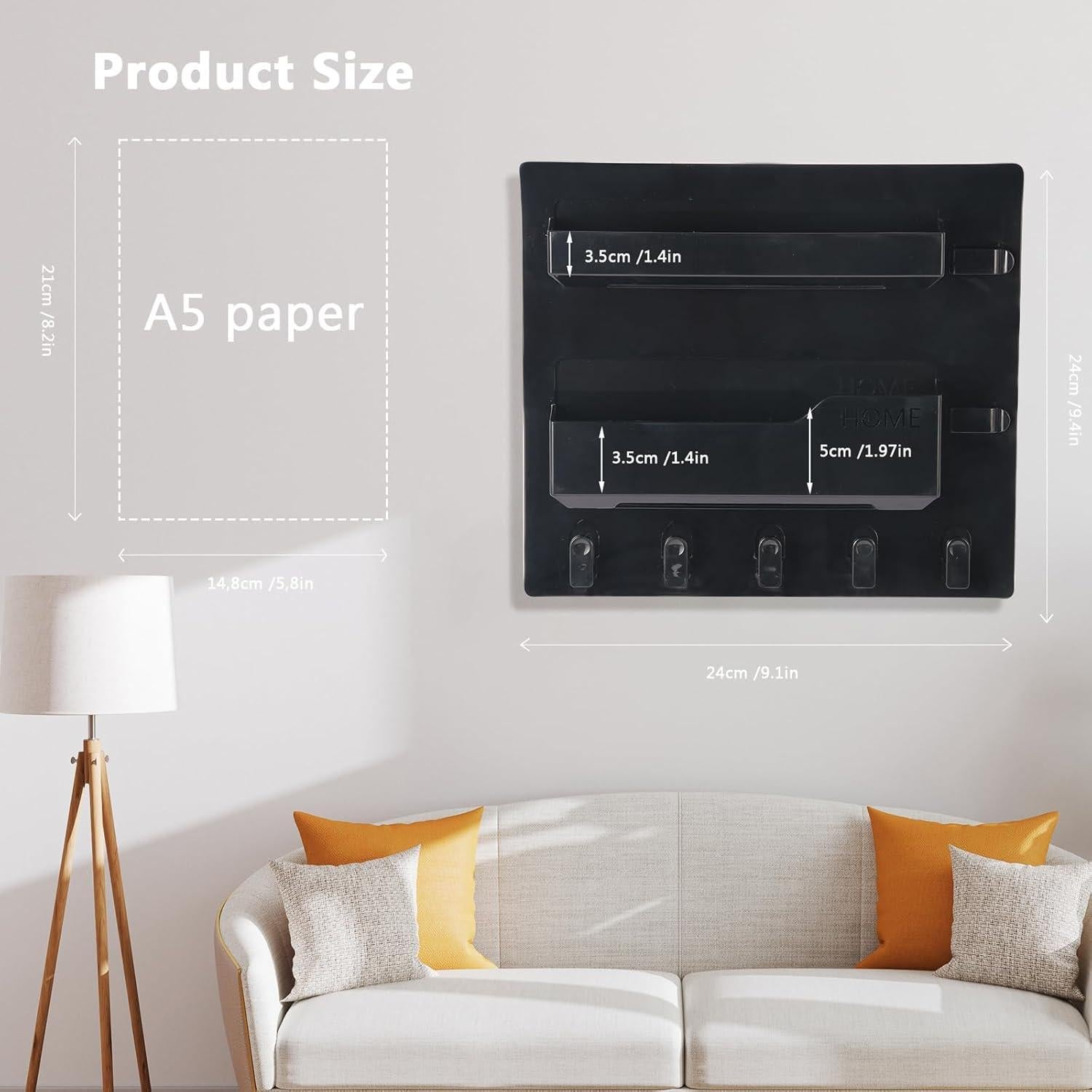 Estante de Pared Meaocer para Cama - Organizador Negro 2 Estantes