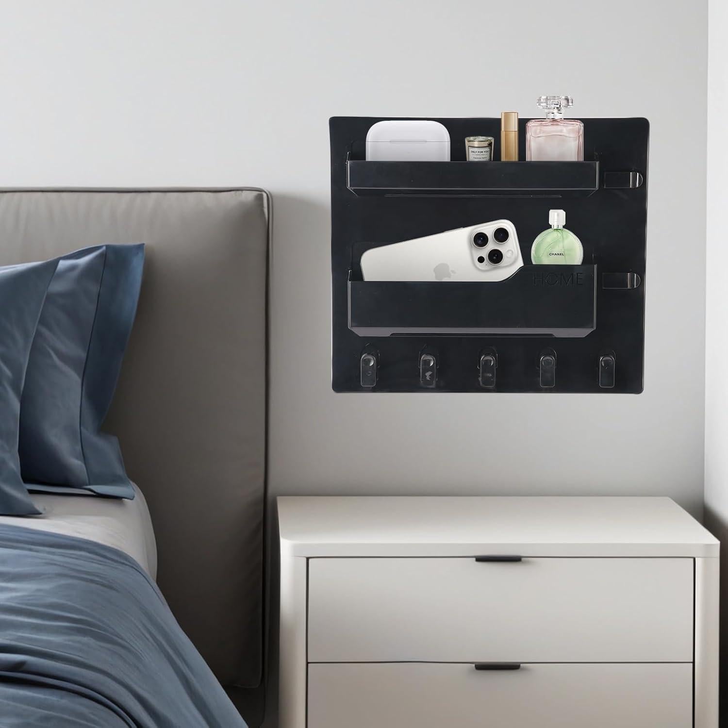 Estante de Pared Meaocer para Cama - Organizador Negro 2 Estantes