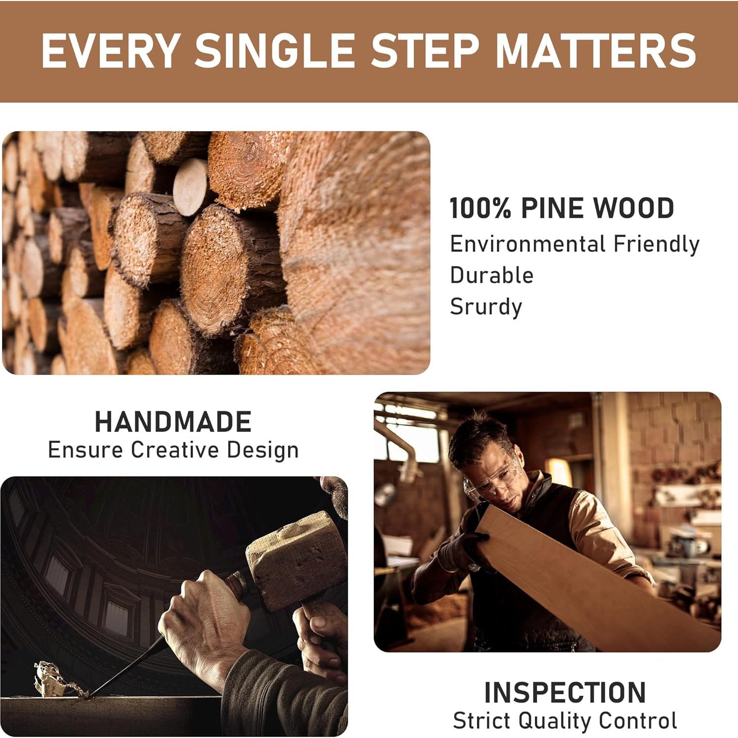 Estantes Flotantes de Madera LUDORU - Juego de 4 con Canasta