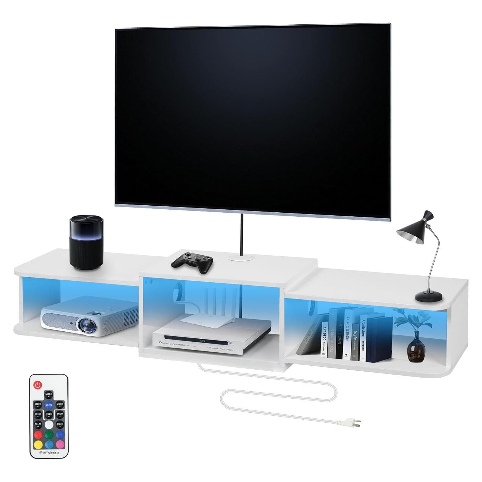 Soporte de TV flotante Qupui 120 cm con LED y puertos USB