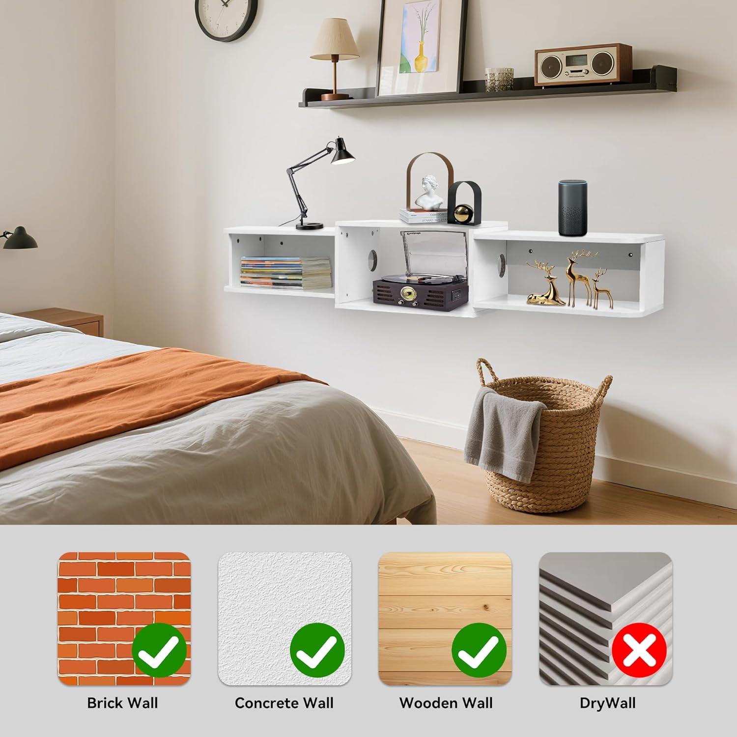 Soporte de TV flotante Qupui 120 cm con LED y puertos USB