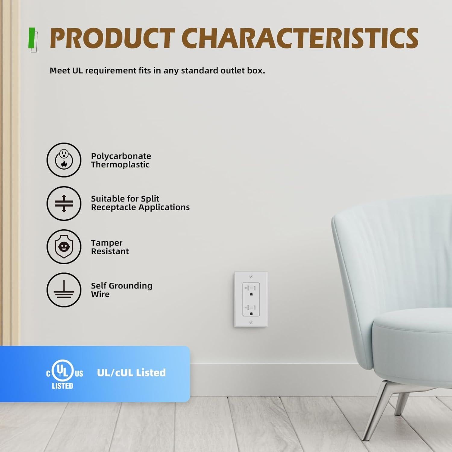 Toma de Corriente 20A TOPELER Blanca Resistente a Manipulaciones