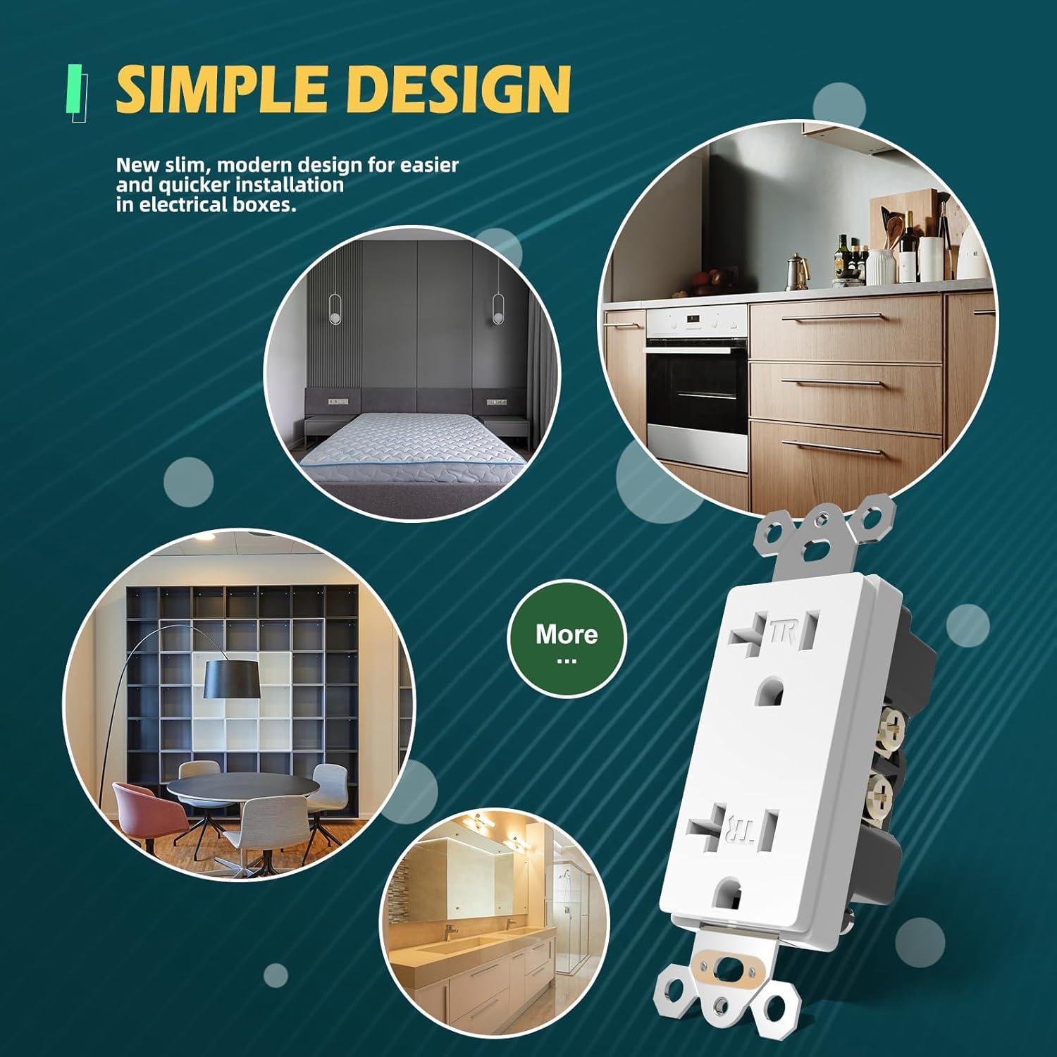 Toma de Corriente 20A TOPELER Blanca Resistente a Manipulaciones