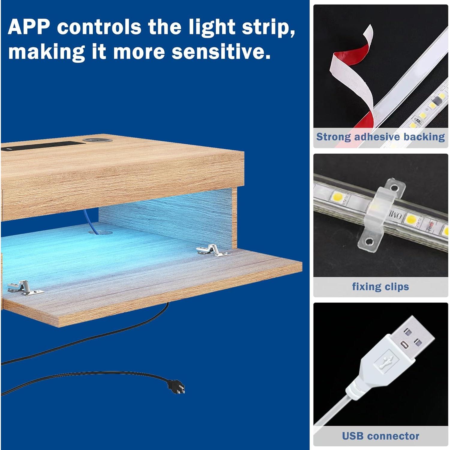 Soporte de TV Flotante ANTISTA 47" con Estación de Carga y LED
