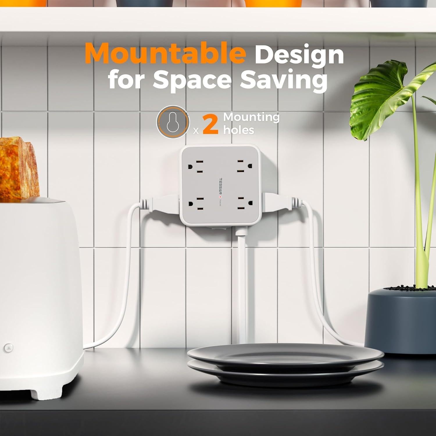 Regleta de Protección TESSAN 8 Enchufes AC y 4 USB C 1.52m