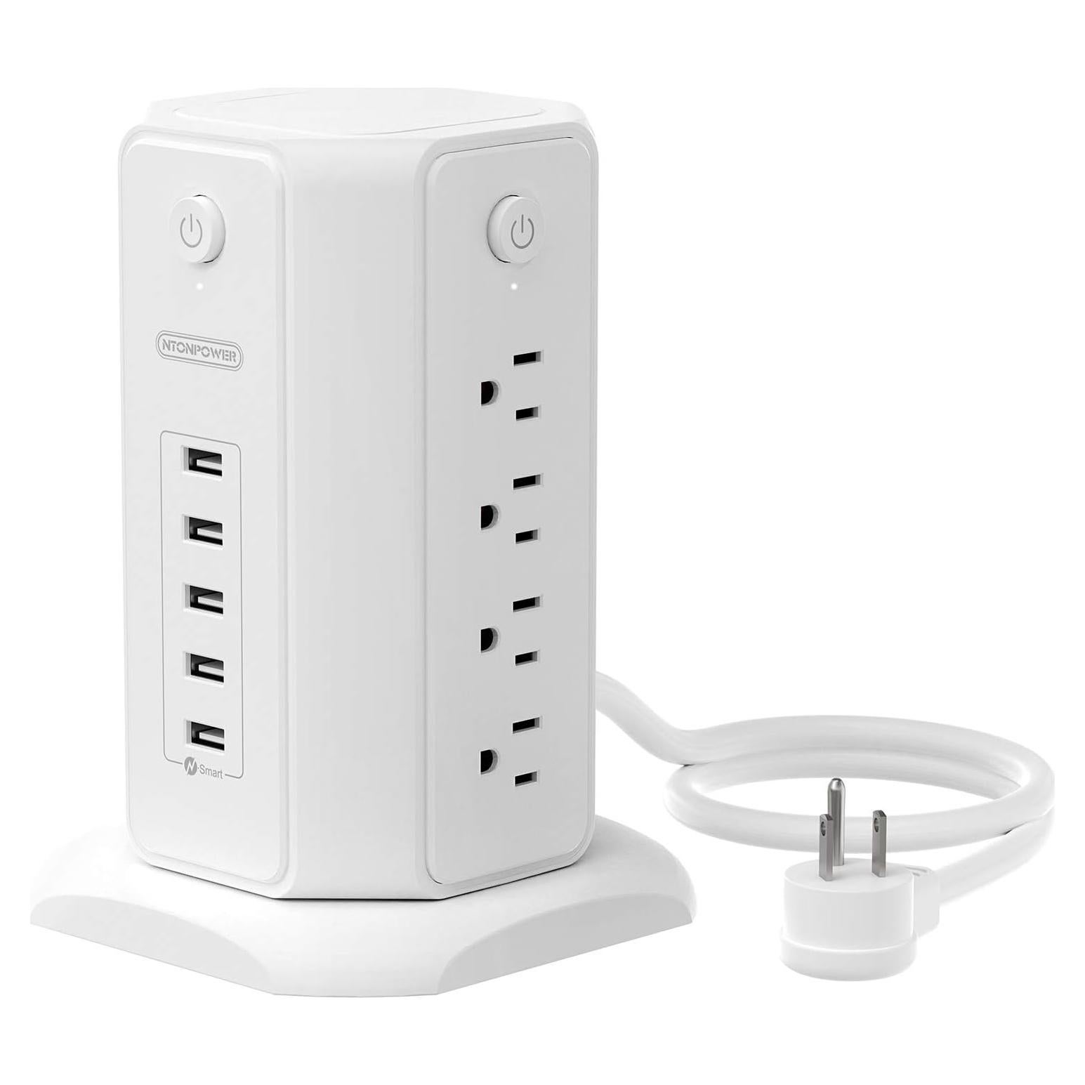 Regleta de Torre NTONPOWER 8 Salidas 5 USB 1625W 1.83m