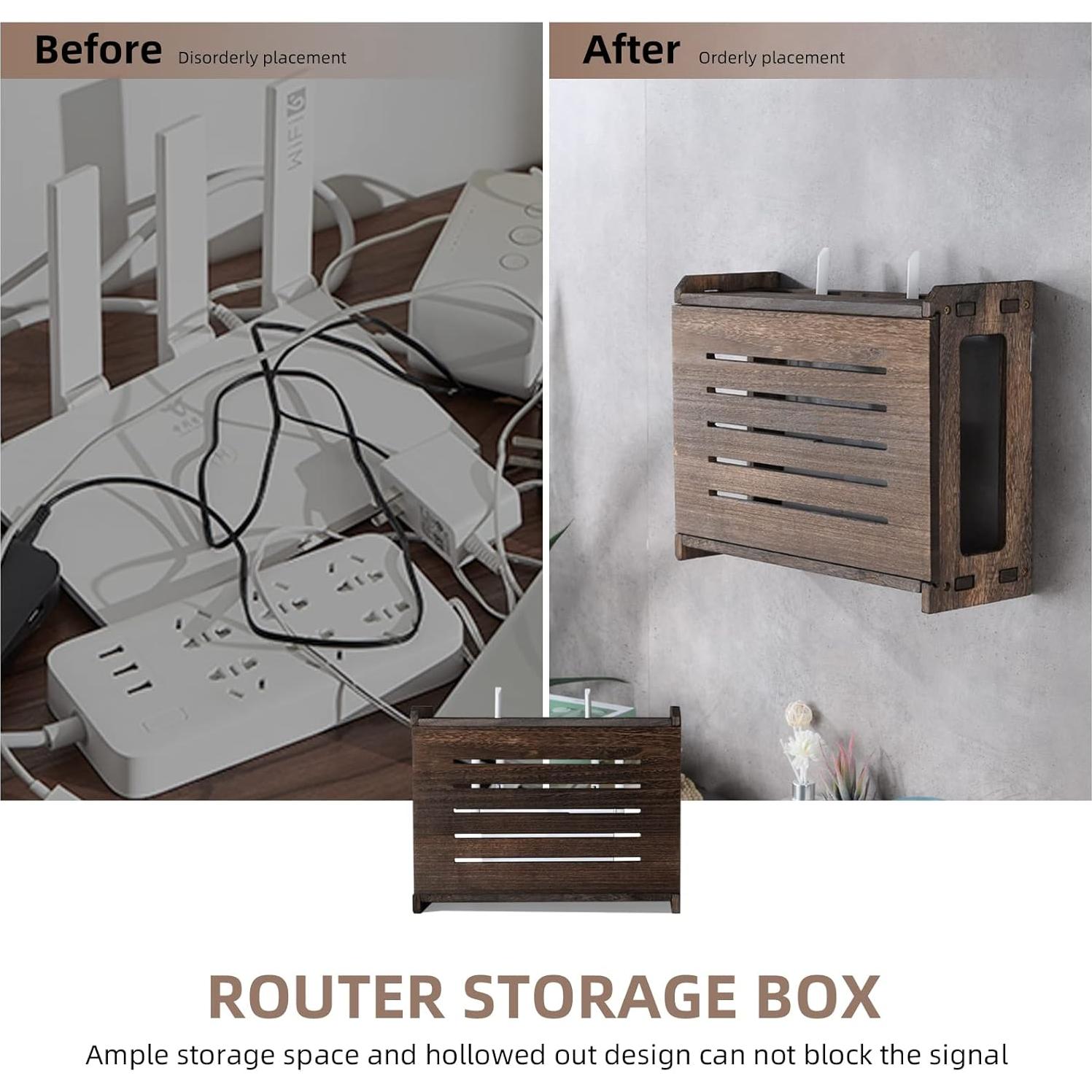 Estante de Madera BEARUT para Router y Regleta 37.8x24.9x13.7 cm