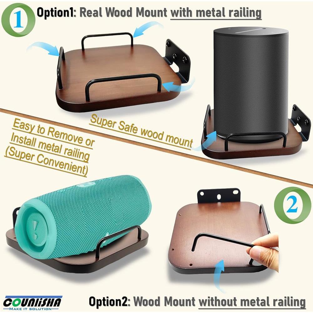 Soporte de Pared Universal para Altavoces - Counlisha - Nogal