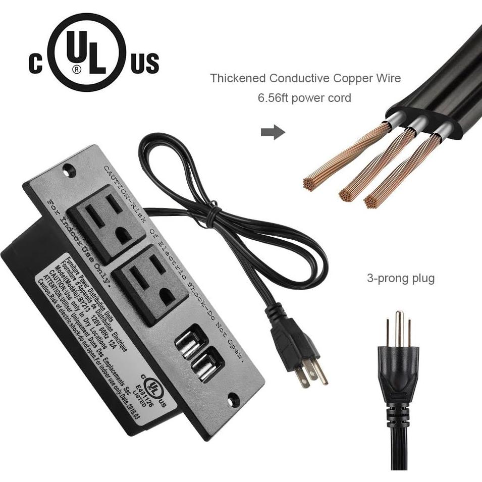 Toma de Corriente Empotrada Maggie con 2 Salidas y 2 USB