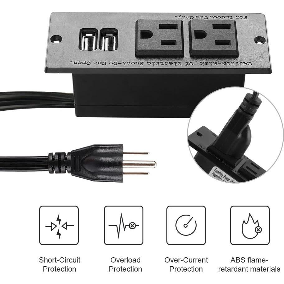 Toma de Corriente Empotrada Maggie con 2 Salidas y 2 USB