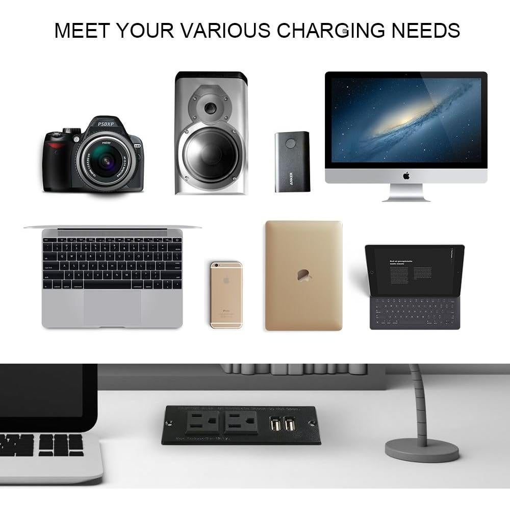 Toma de Corriente Empotrada Maggie con 2 Salidas y 2 USB