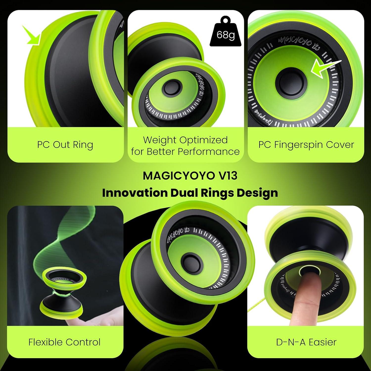 Yoyo Bi-Material MAGICYOYO V13 Deepspin Negro y Amarillo