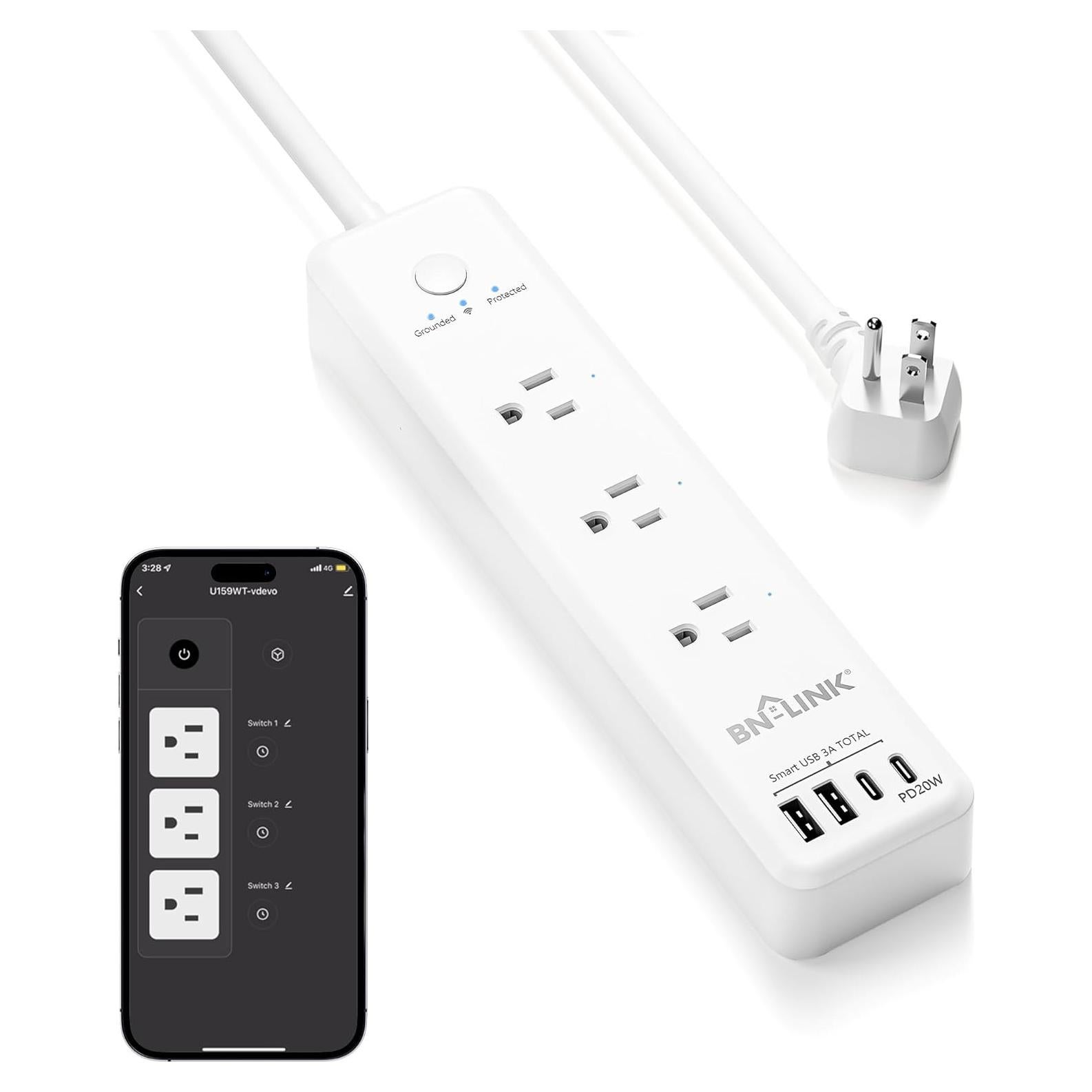 Regleta Inteligente BN-LINK 3 Tomas AC y 4 USB 20W