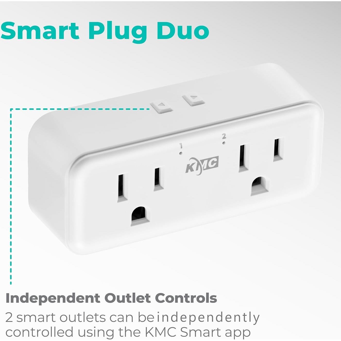 KMC Smart Plug Duo 4 Piezas Enchufe Inteligente WiFi 2 Salidas