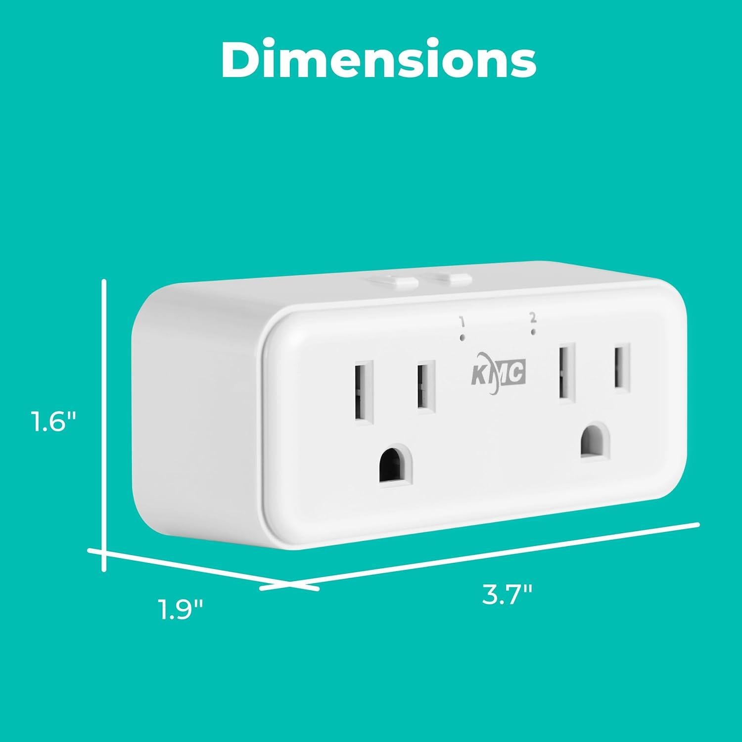 KMC Smart Plug Duo 4 Piezas Enchufe Inteligente WiFi 2 Salidas
