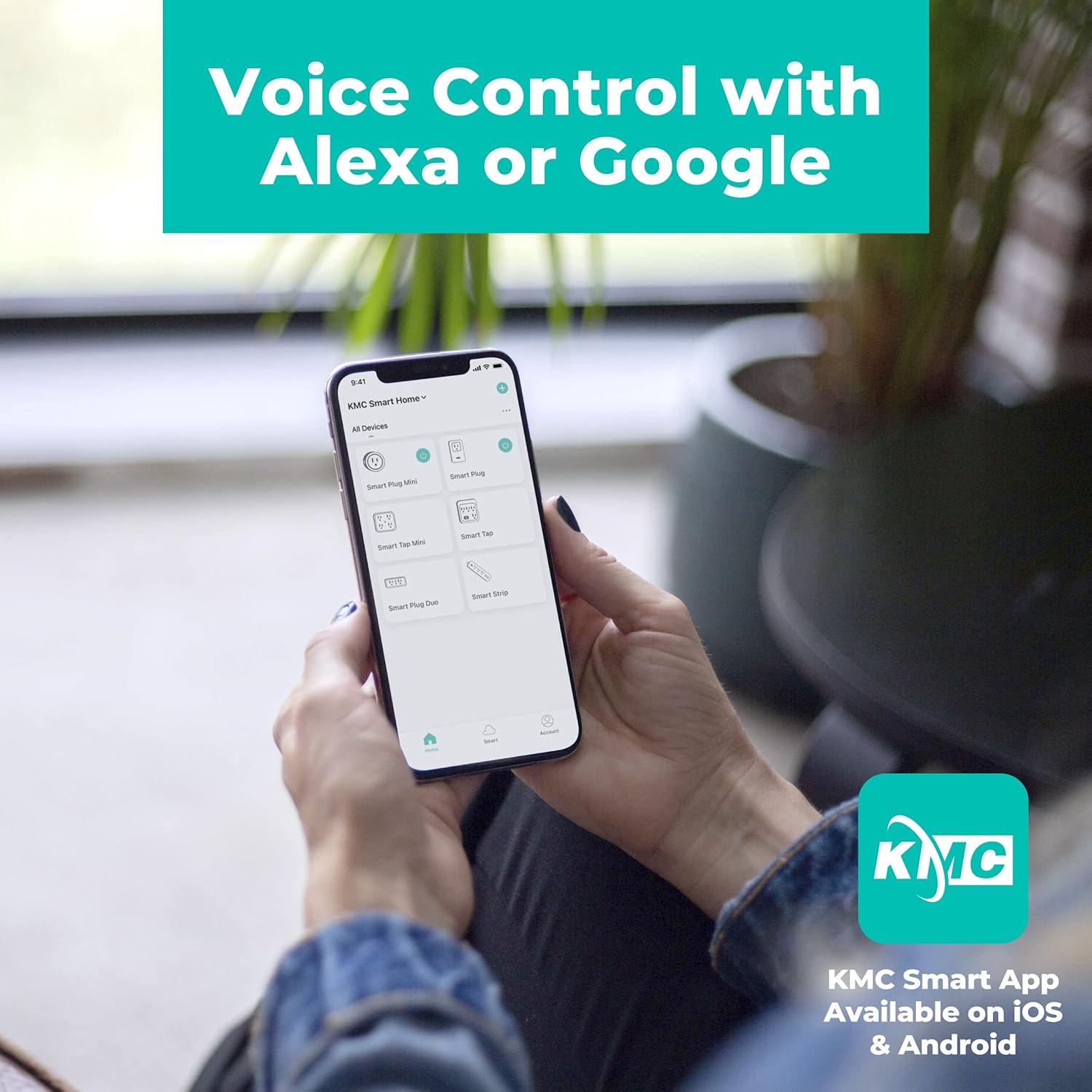 KMC Smart Plug Duo 4 Piezas Enchufe Inteligente WiFi 2 Salidas