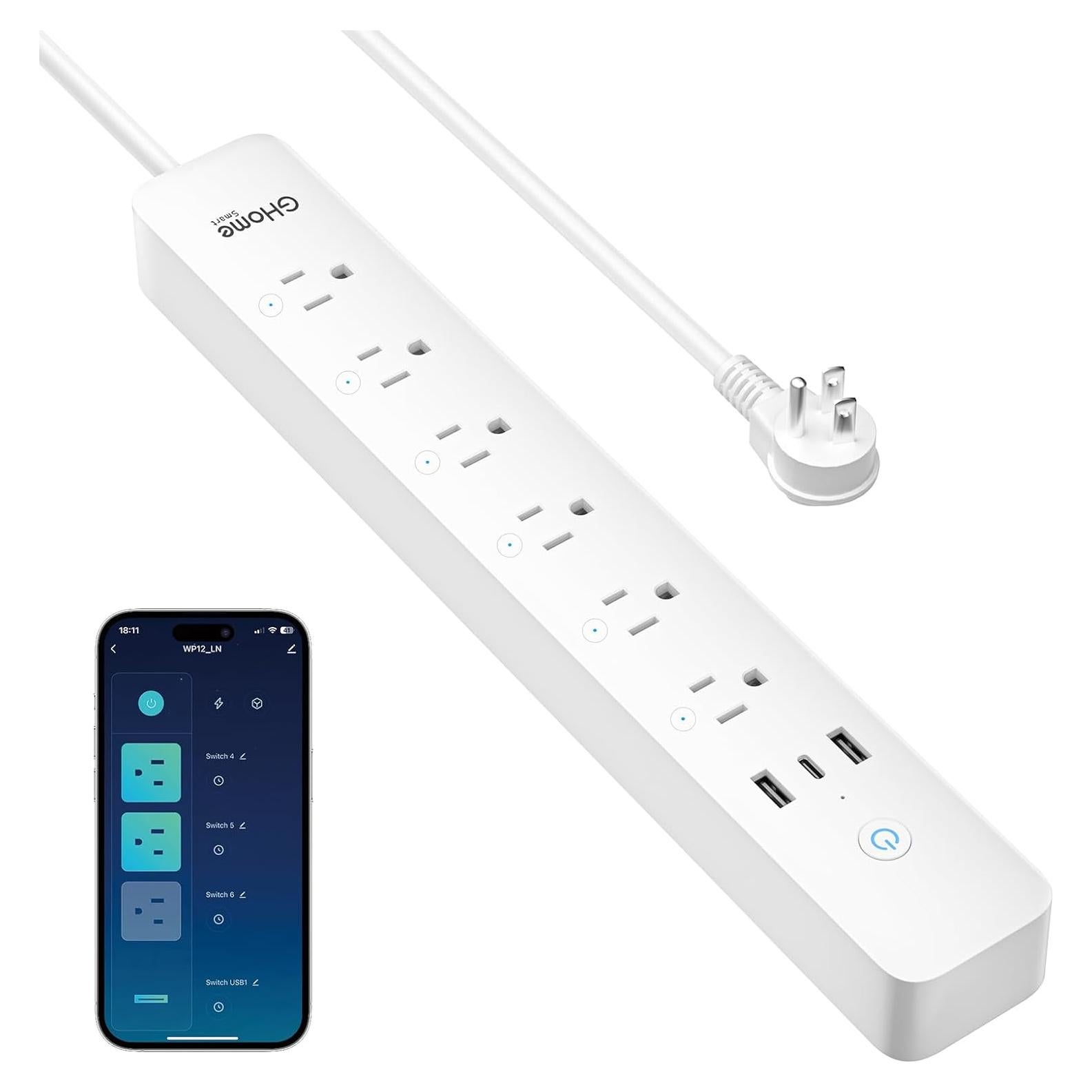 Toma de Corriente Inteligente GHome con 6 Salidas y 3 USB