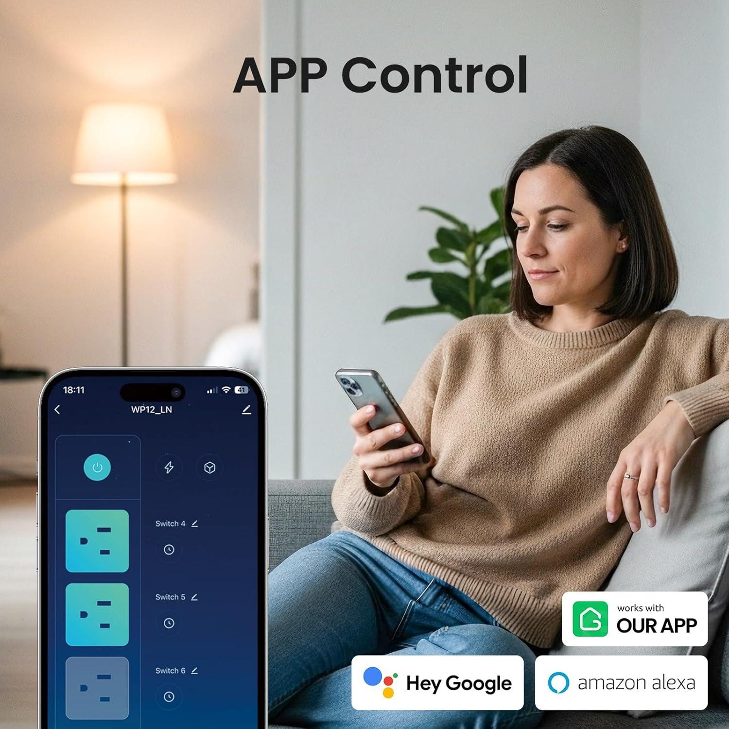 Toma de Corriente Inteligente GHome con 6 Salidas y 3 USB