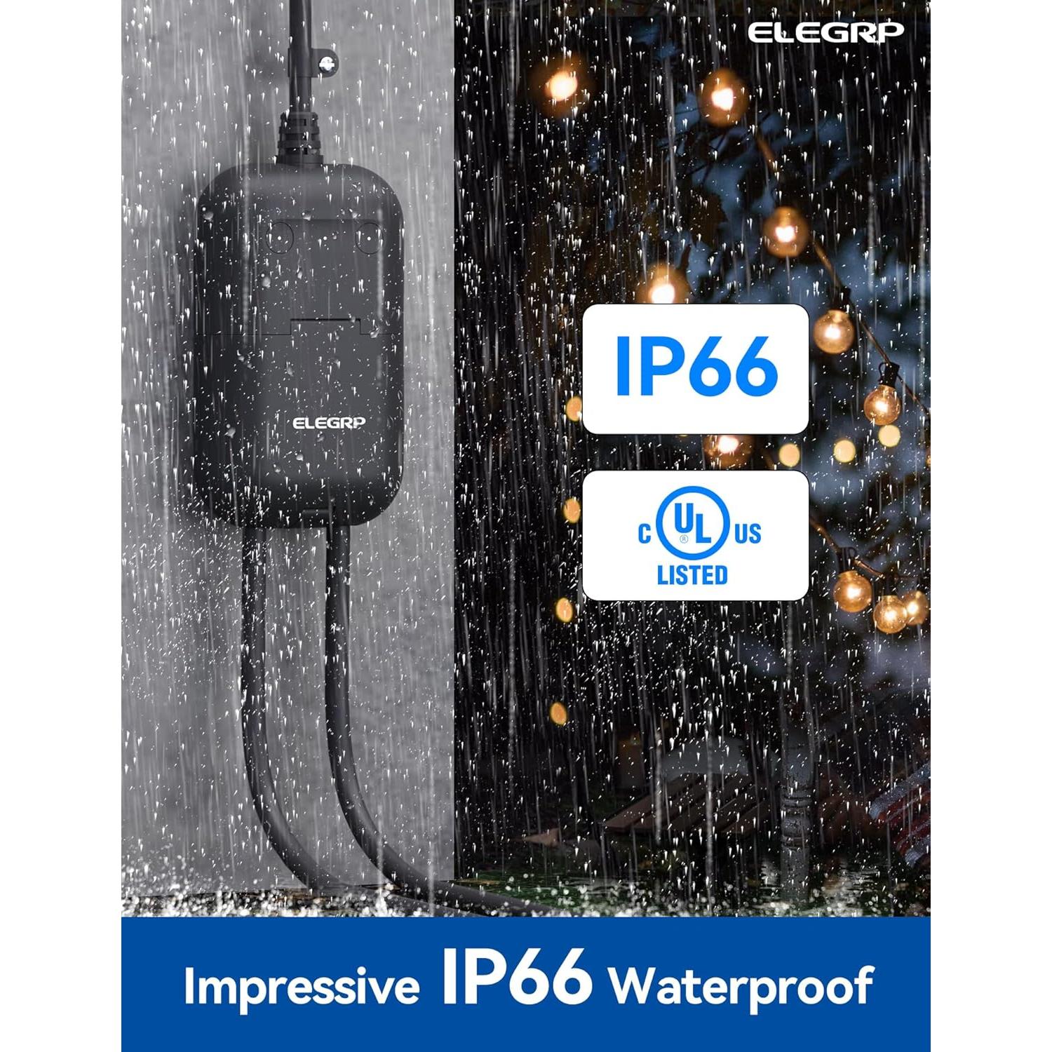 Enchufe Inteligente Exterior ELEGRP PQR20 IP66 WiFi 2 Tomas