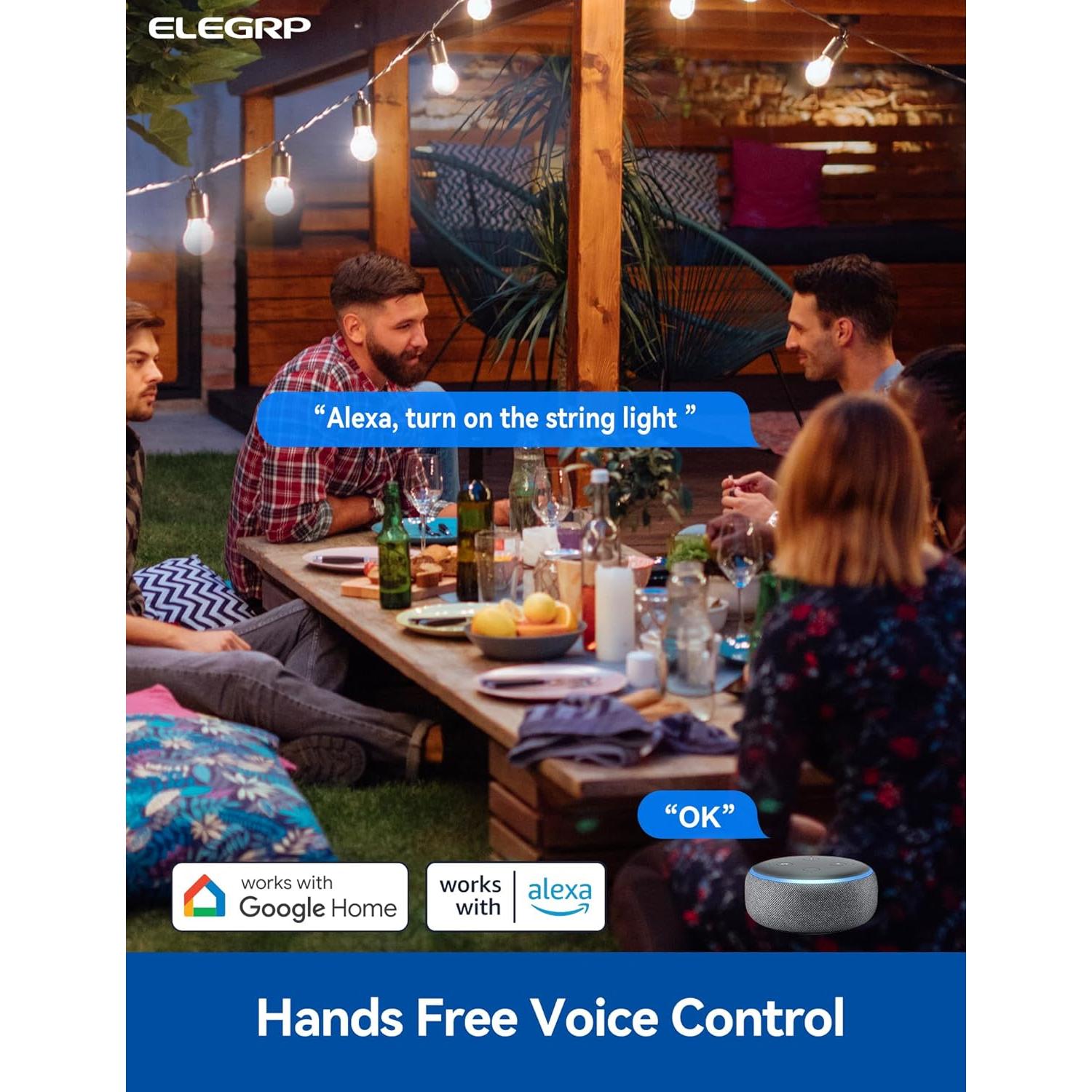 Enchufe Inteligente Exterior ELEGRP PQR20 IP66 WiFi 2 Tomas